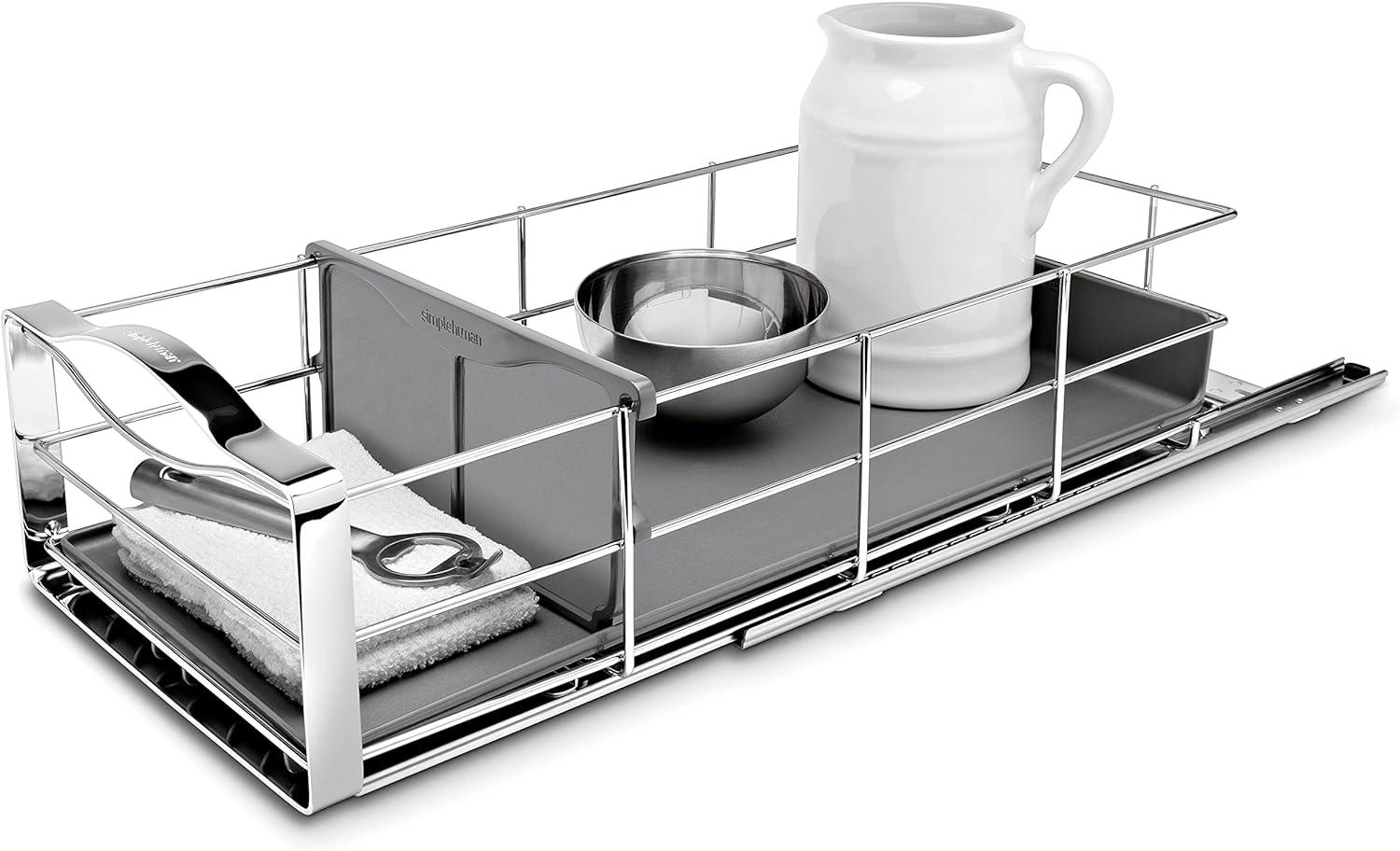 simplehuman 9" Pull-Out Kitchen Cabinet Organizer Stainless Steel Frame