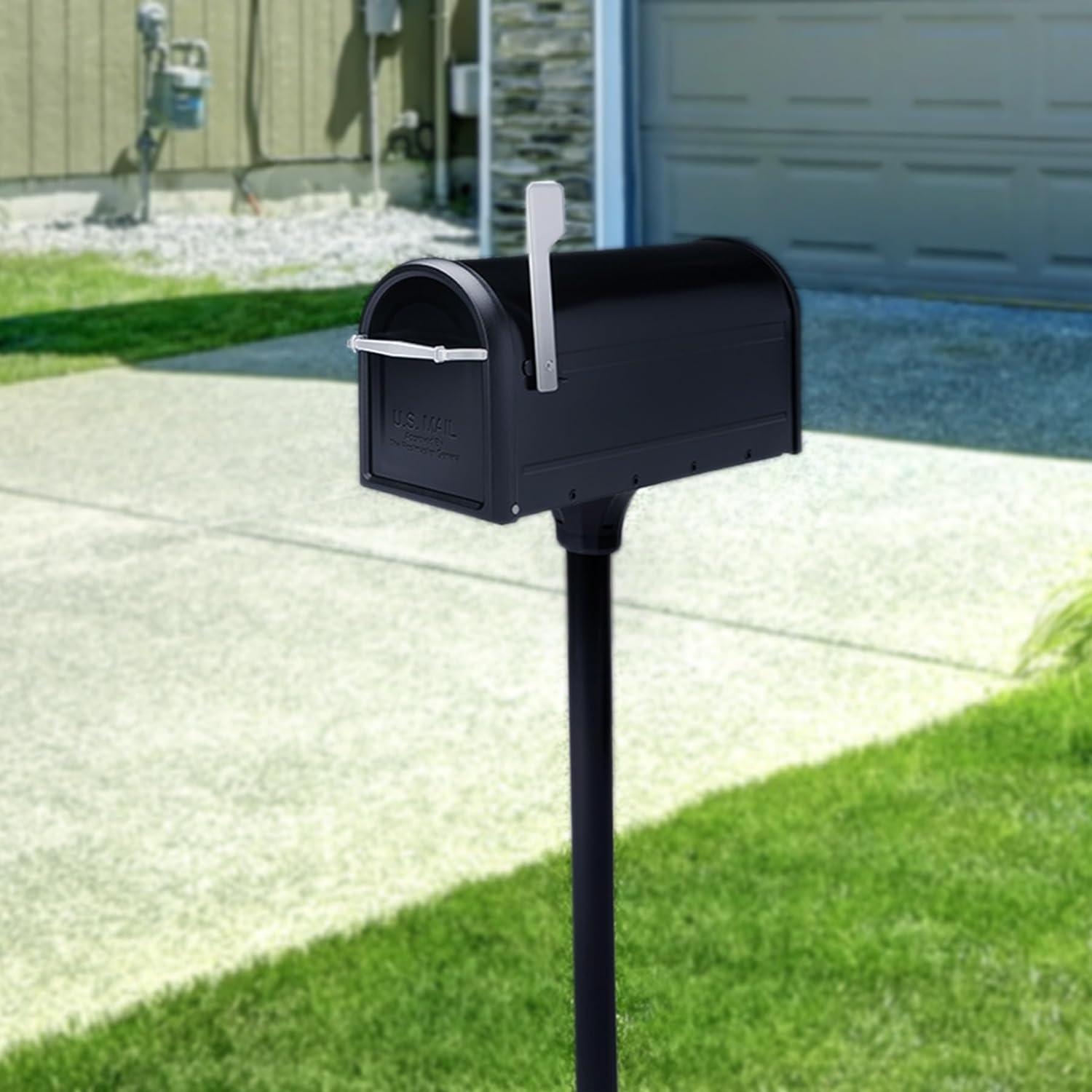 Architectural Mailboxes Black Powder Coated Steel In-Ground Mailbox Post