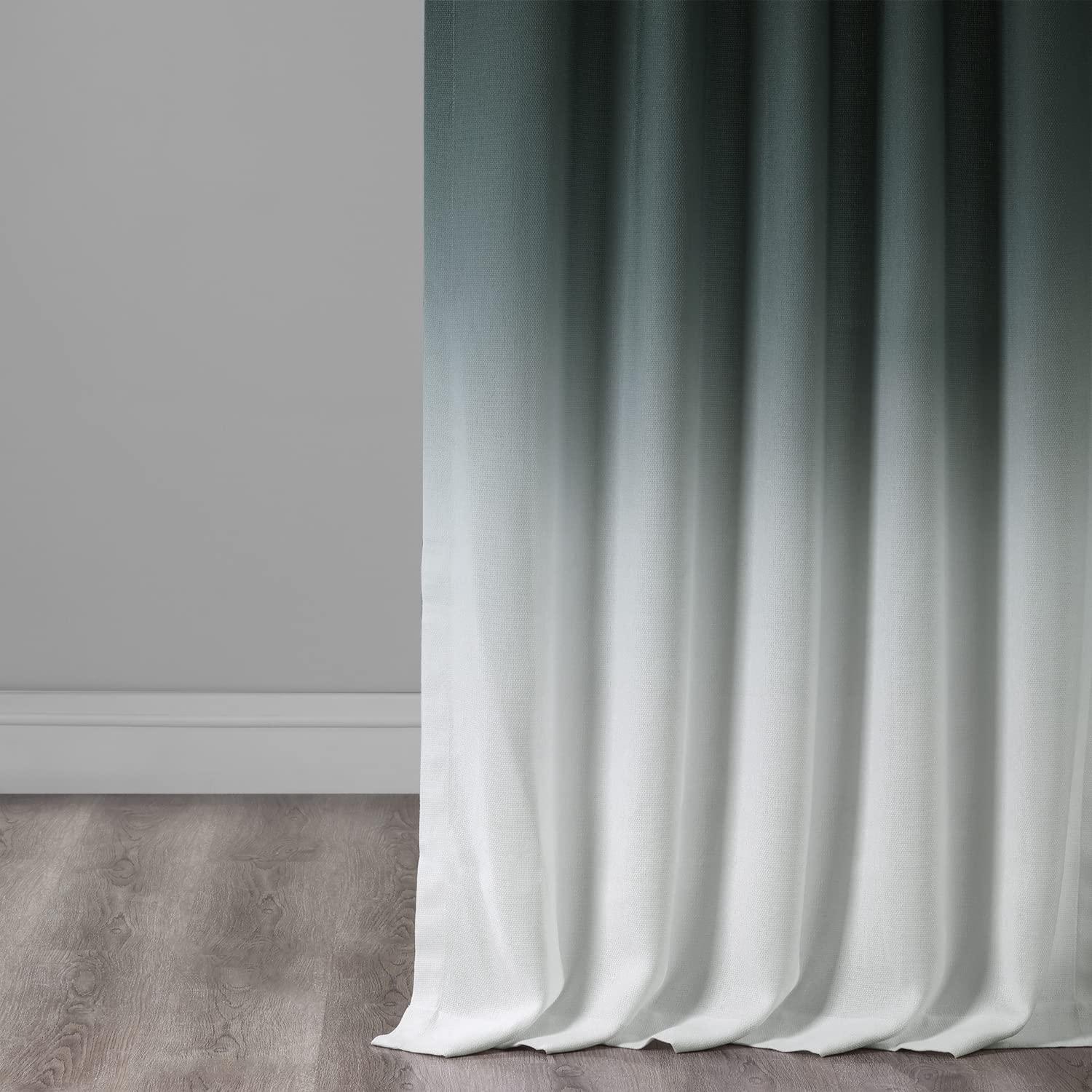 Ombre Aqua Faux Linen Sheer Curtain (1 Panel), Ombre Aqua, 50W X 108L