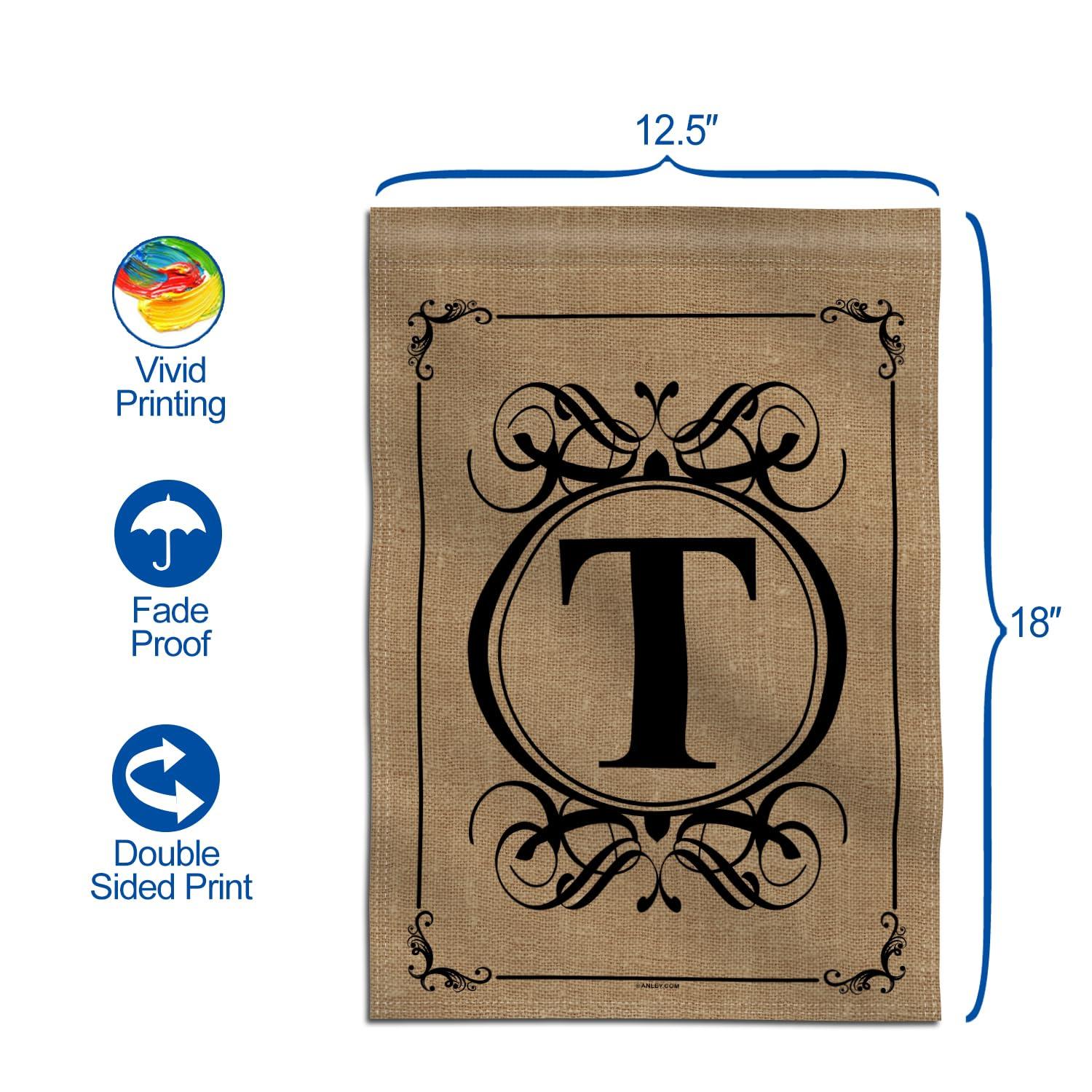 Arlmont & Co. Octaviana Classic Monogram Letter Garden Flag, Double Sided Family Last Name Initial Yard Flags - Personalized Welcome Home Decor - 18 x 12.5 Inch