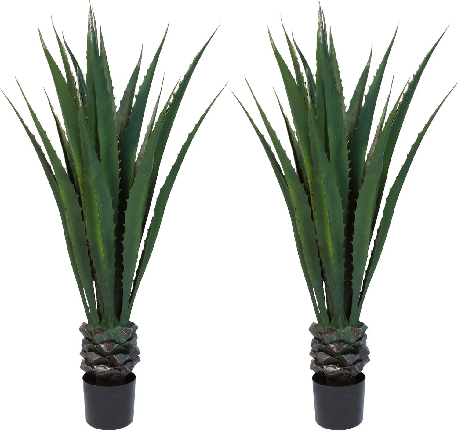 Pure Garden Set of Two 52-Inch Giant Agave Faux Plants with Pots