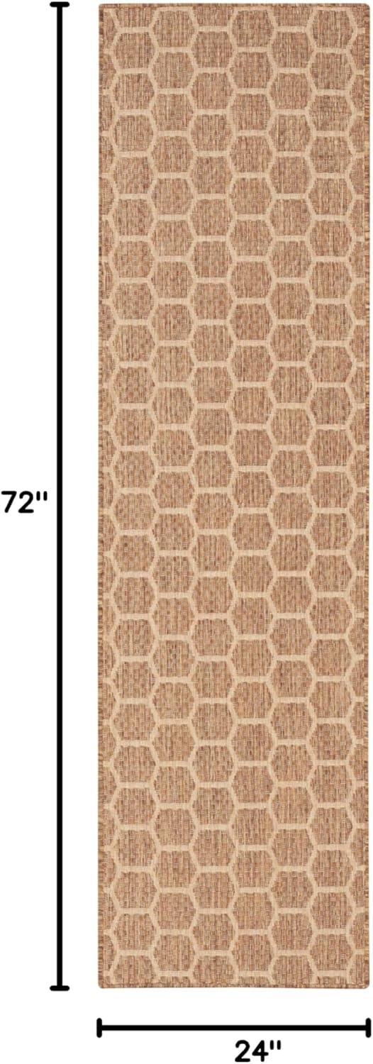 Nourison Reversible Indoor Outdoor 2' x 6' Natural Modern Rug