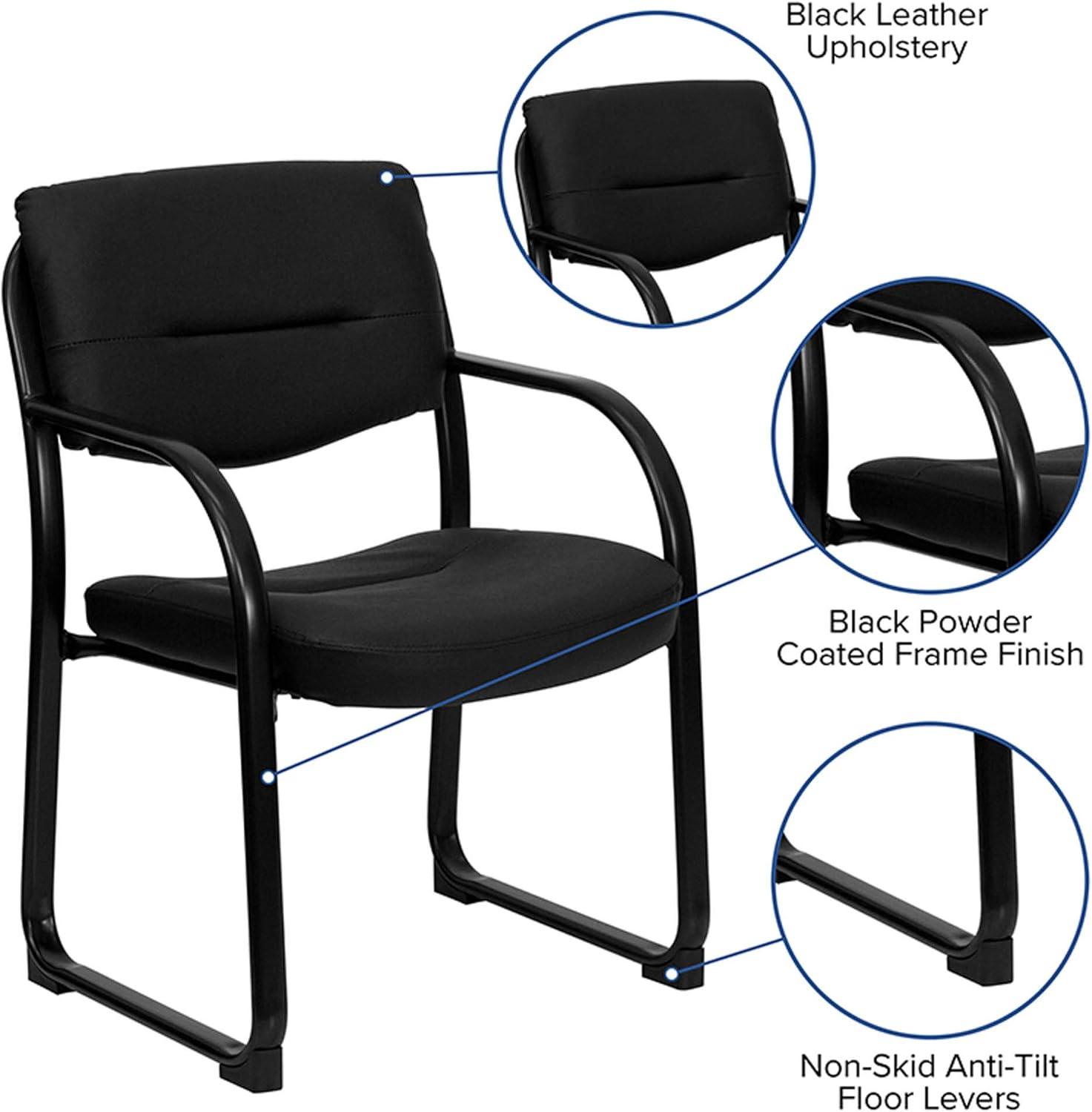 Flash Furniture Black LeatherSoft Executive Side Reception Chair with Sled Base