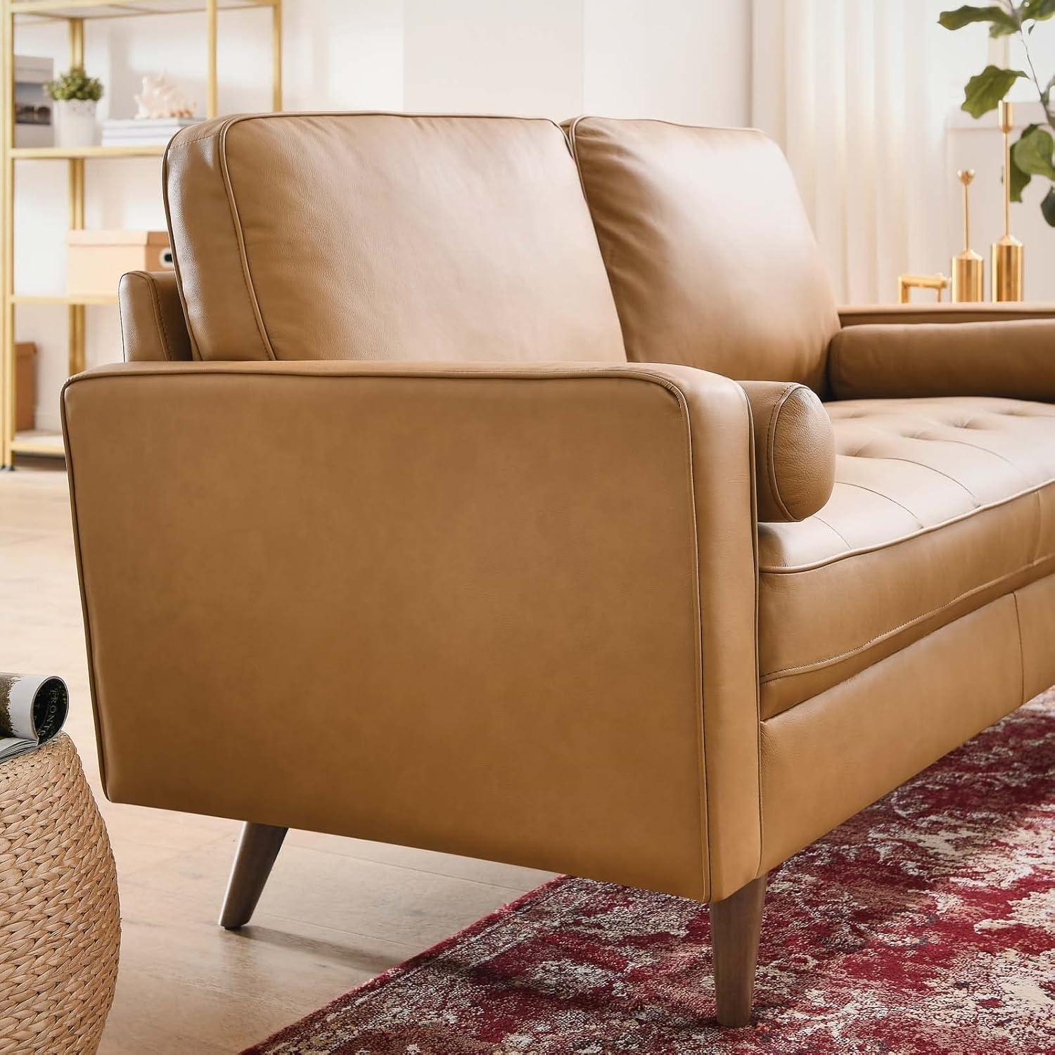 Modway Valour Leather Loveseat in Tan