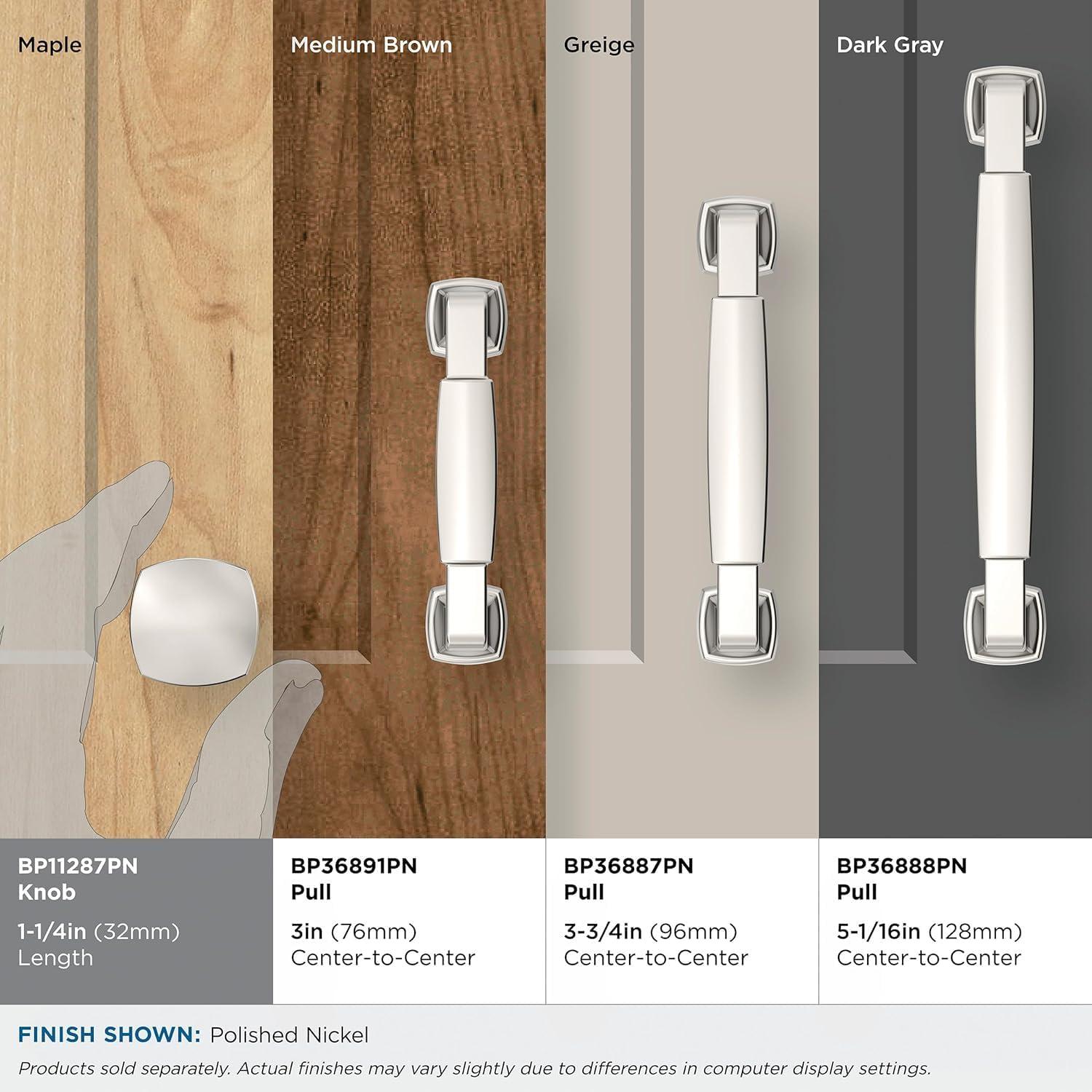Amerock Stature 1-1/4 inch (32mm) Length Polished Nickel Cabinet Knob