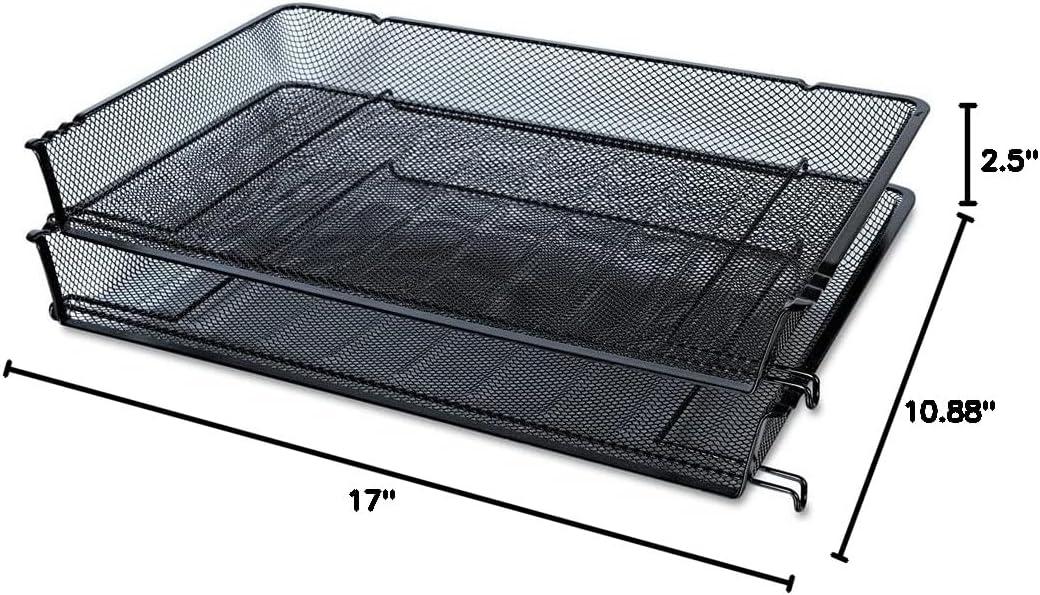 Black Metal Mesh Stackable Legal Size Letter Tray