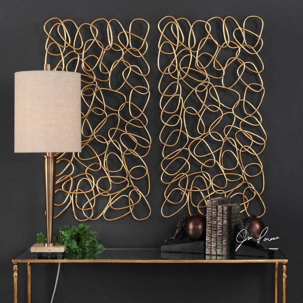 Gold Abstract Iron Wall Sculpture Set of 2