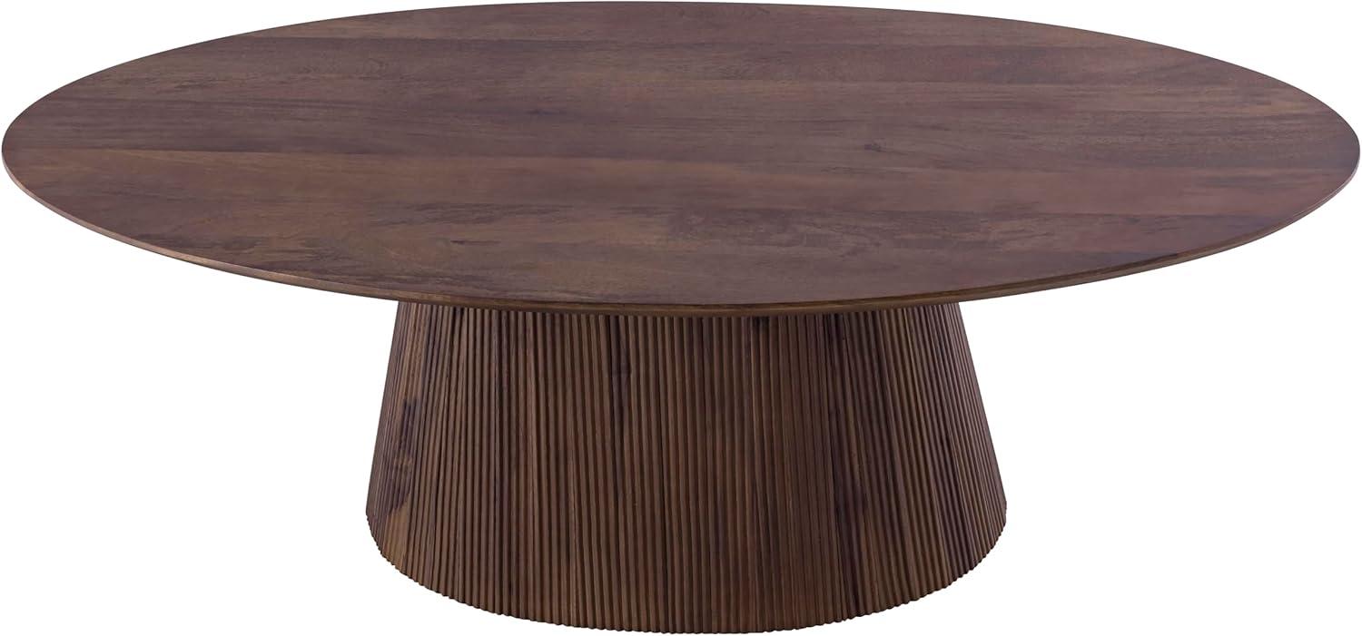 Canarm MADHY Round Coffee Table, Rustic Brown Wood Finish, Elegant Fluted Design, Spacious Tabletop, Easy Assembly for Living Room