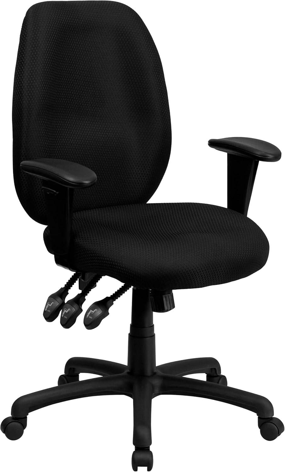 ErgoFlex High Back Executive Swivel Chair with Lumbar Support, Black Nylon