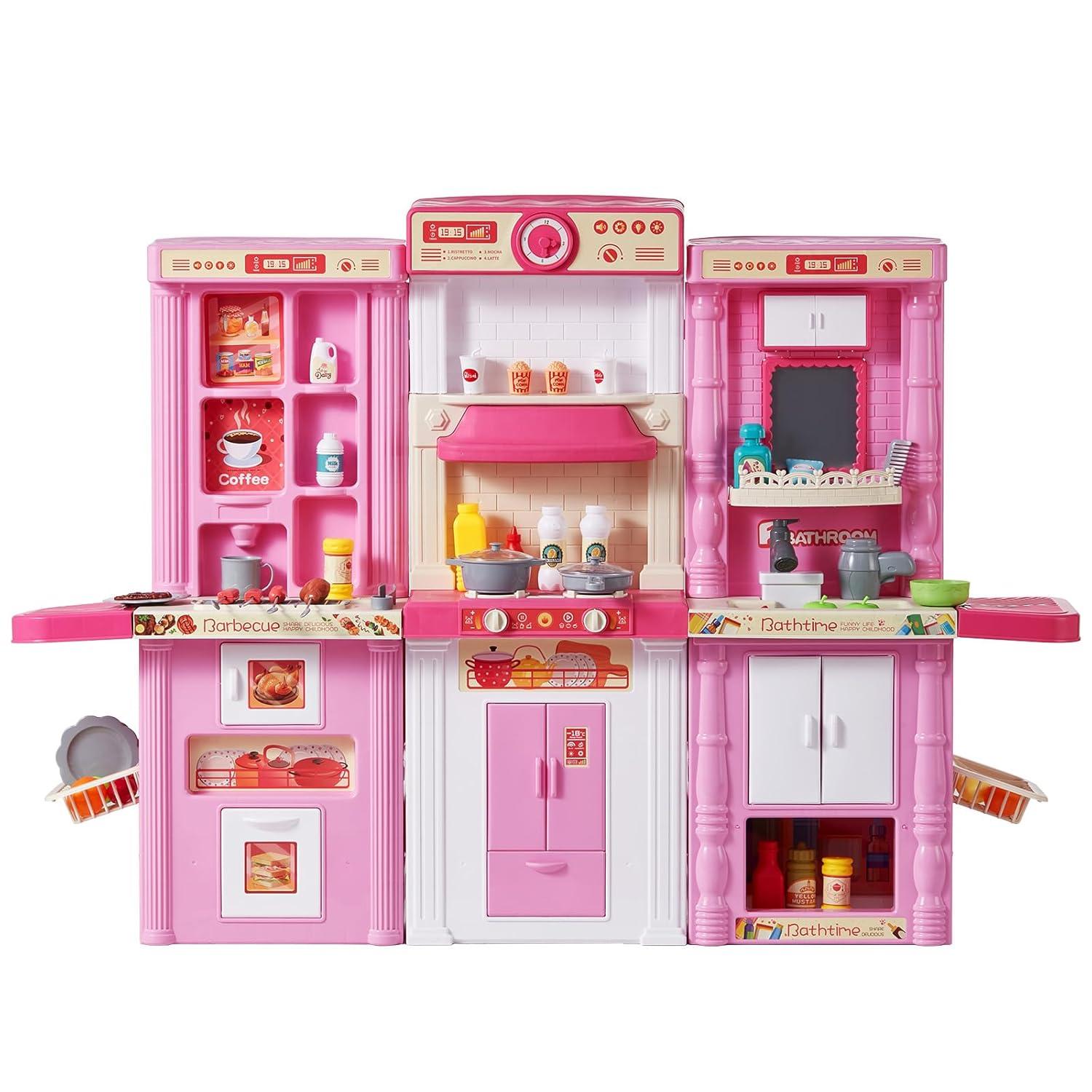 Zoomie Kids Kitchen Playset Kids Pretend Cooking Play Toy 74 Piece Accessories