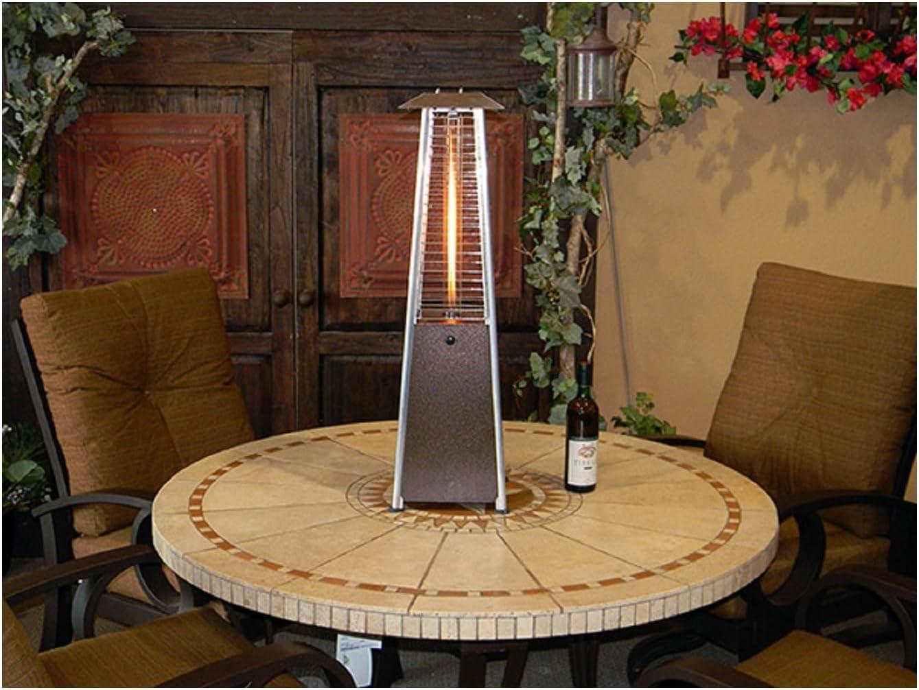 Hiland HLDS032-GTTHG Portable Propane Table Top Pyramid Glass Tube Patio Heater, 9500 BTU, Bronze