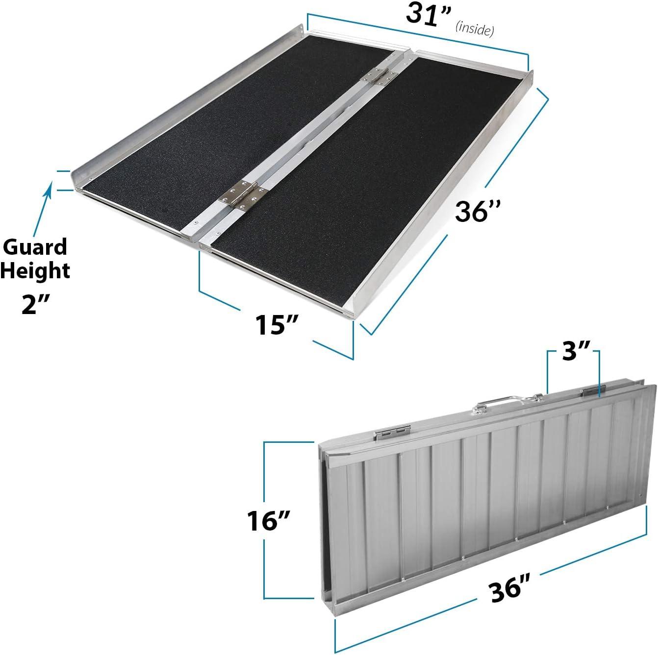 AllCure 3' (36" x 31") Extra Wide Aluminum Foldable Wheelchair Loading Ramp