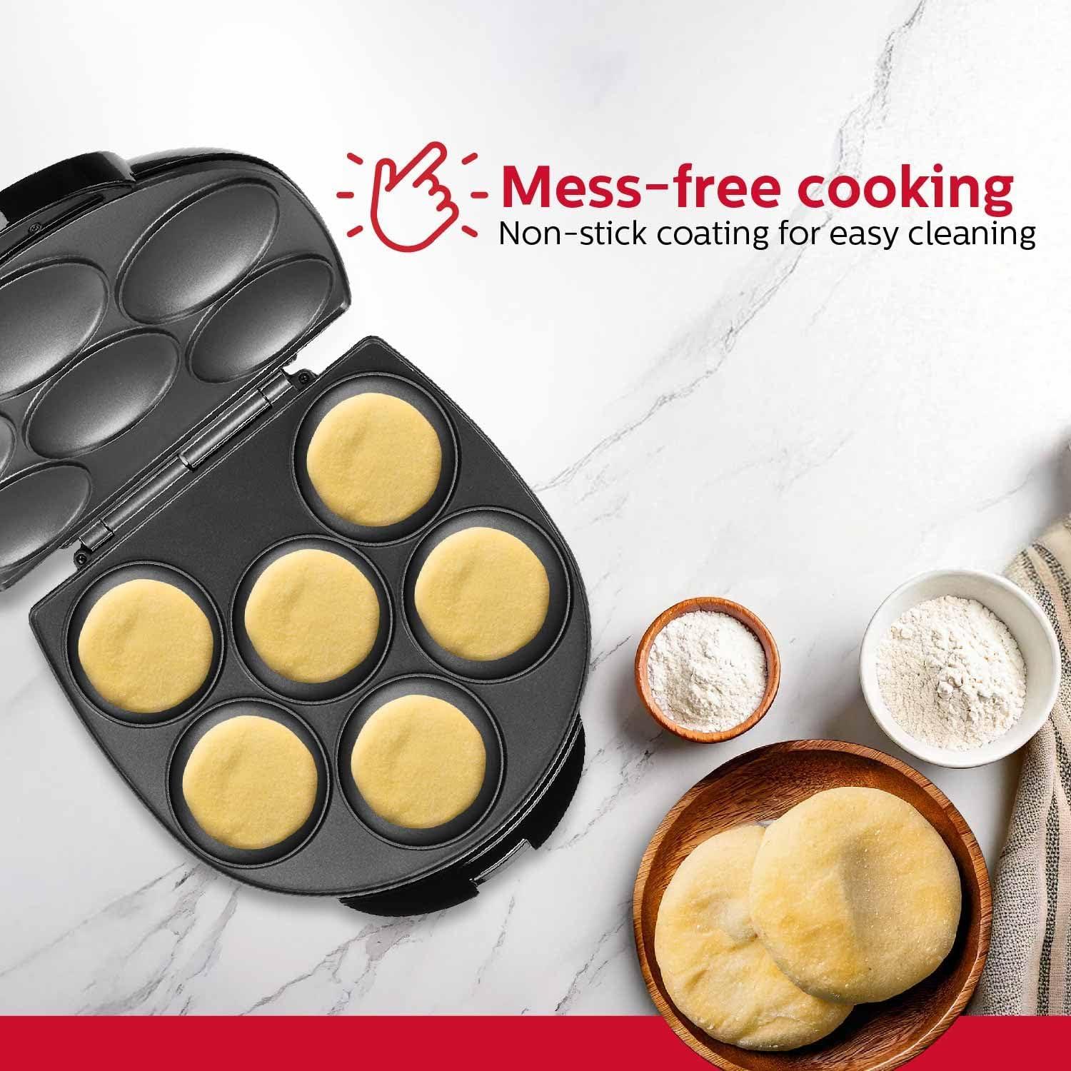 Black Non-Stick 6-Arepa Maker with Safety Lock Lid