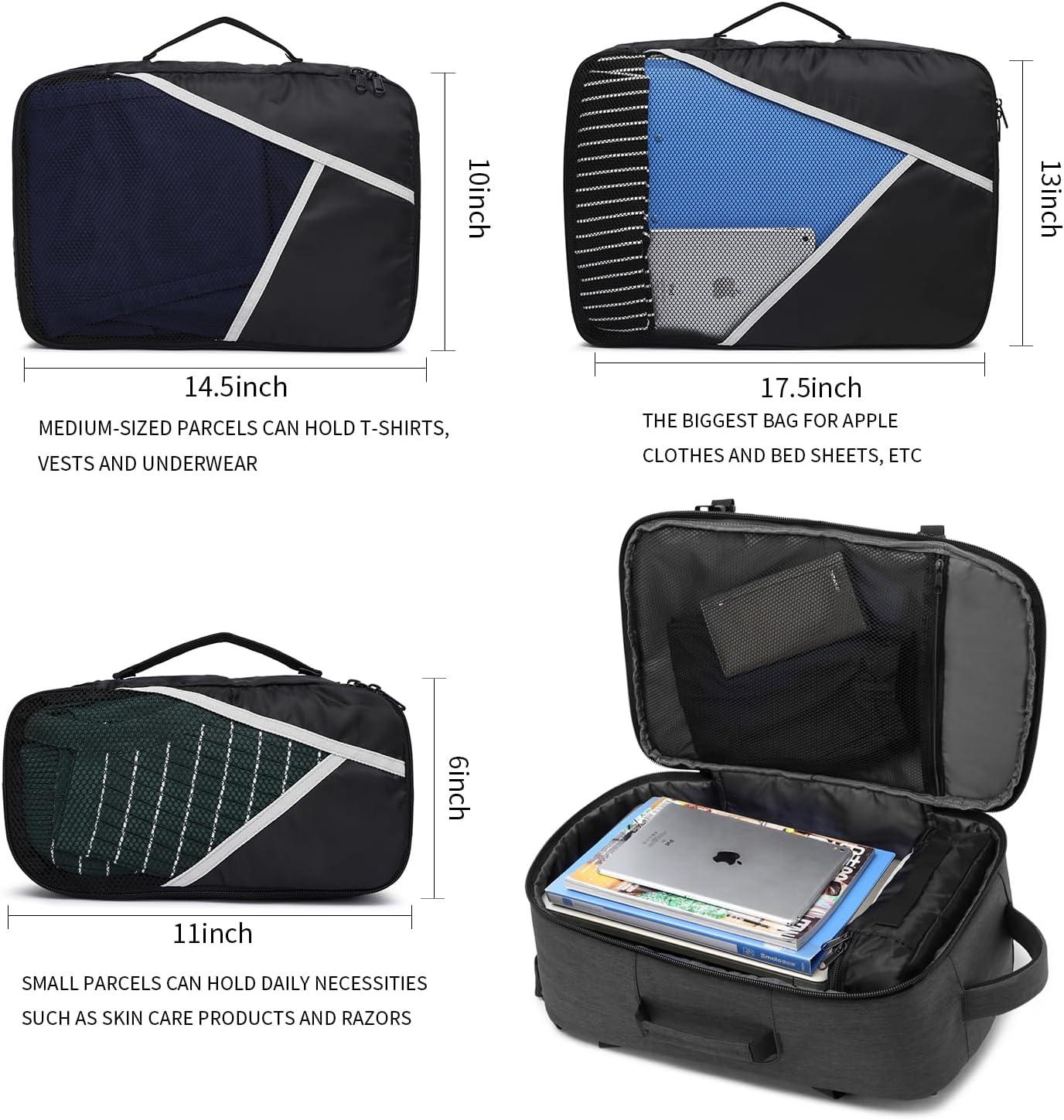 Asenlin 40L Travel Backpack for Women Men，17 Inch Laptop Backpack Flight Approved Luggage Carry On Water Resistant Computer Backpack for Weekender Overnight Large Daypack Black