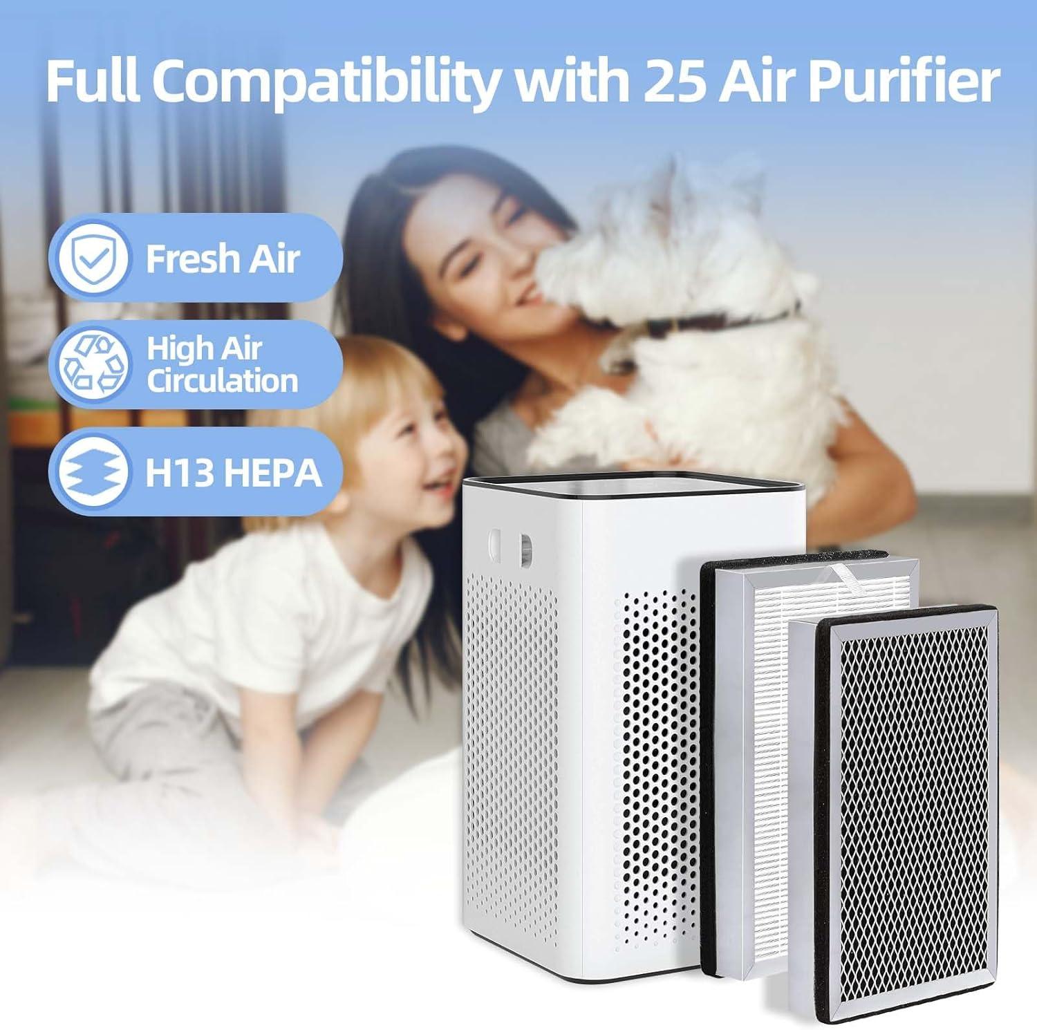 High-Efficiency H13 HEPA and Activated Carbon Air Purifier Filters, Pack of 4