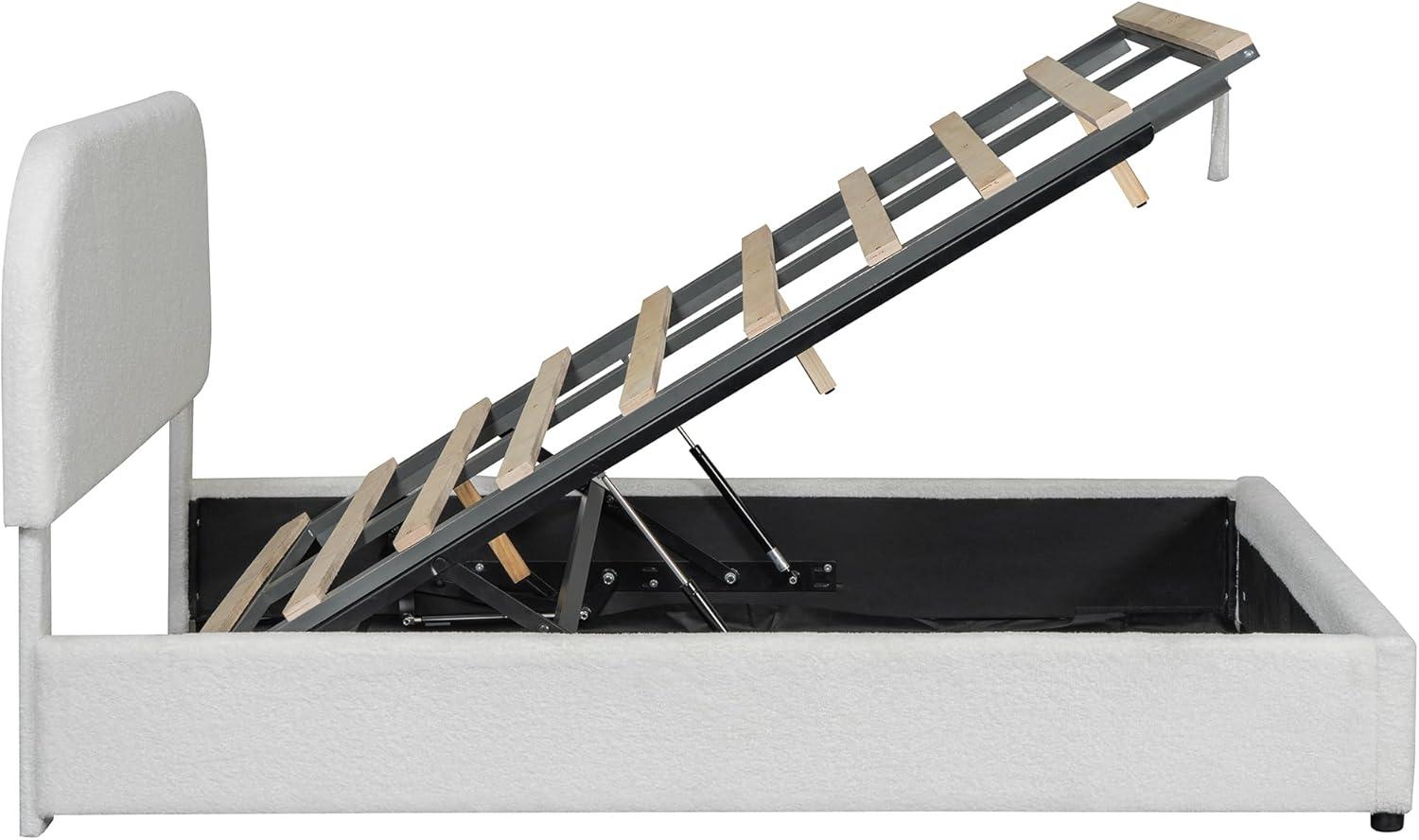 17 Stories Teddy Fleece Full  Size Upholstered Platform Bed with Hydraulic Storage System, White