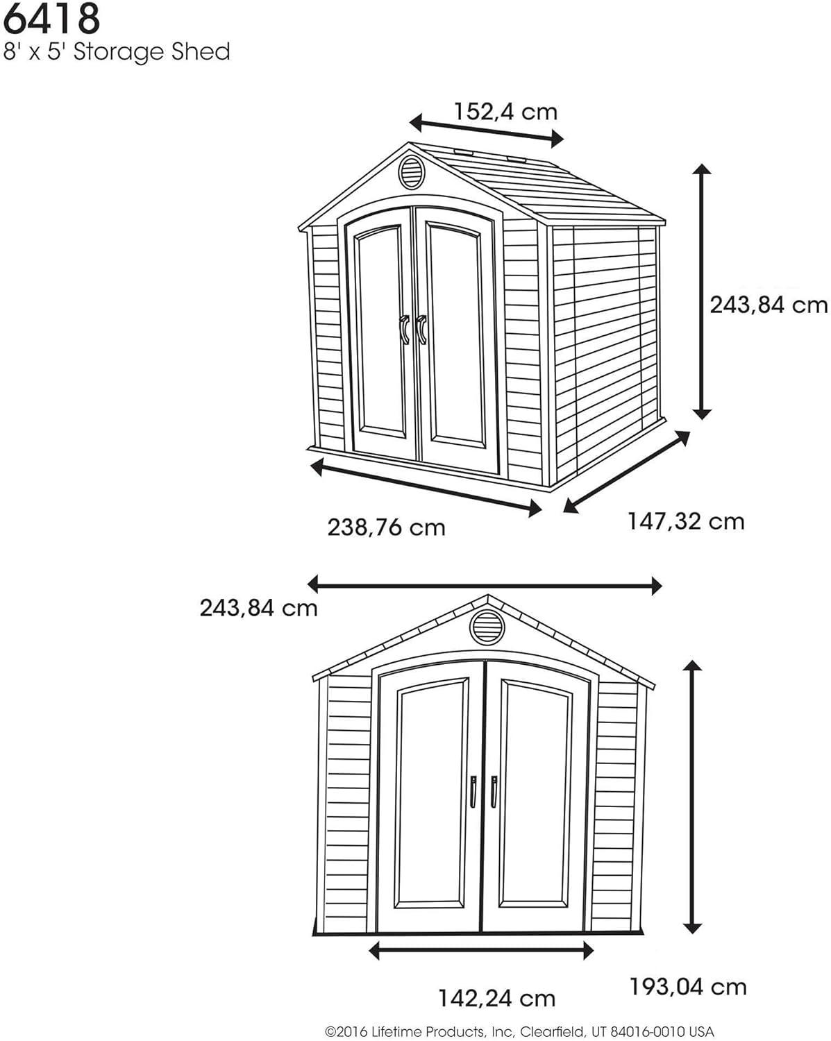 Beige and Brown Polyethylene Outdoor Storage Shed with Windows