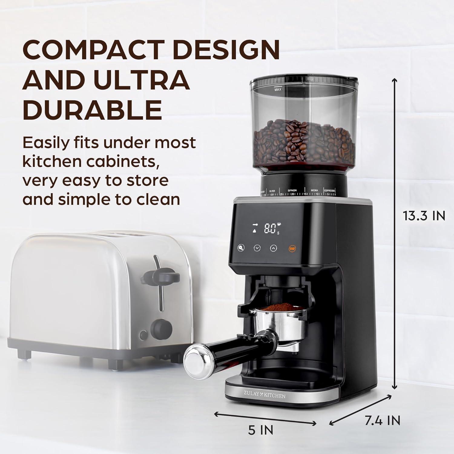 Zulay Kitchen Zulay Kitchen Adjustable Burr Coffee Grinder, Commercial Automatic Conical Coffee Bean Grinder
