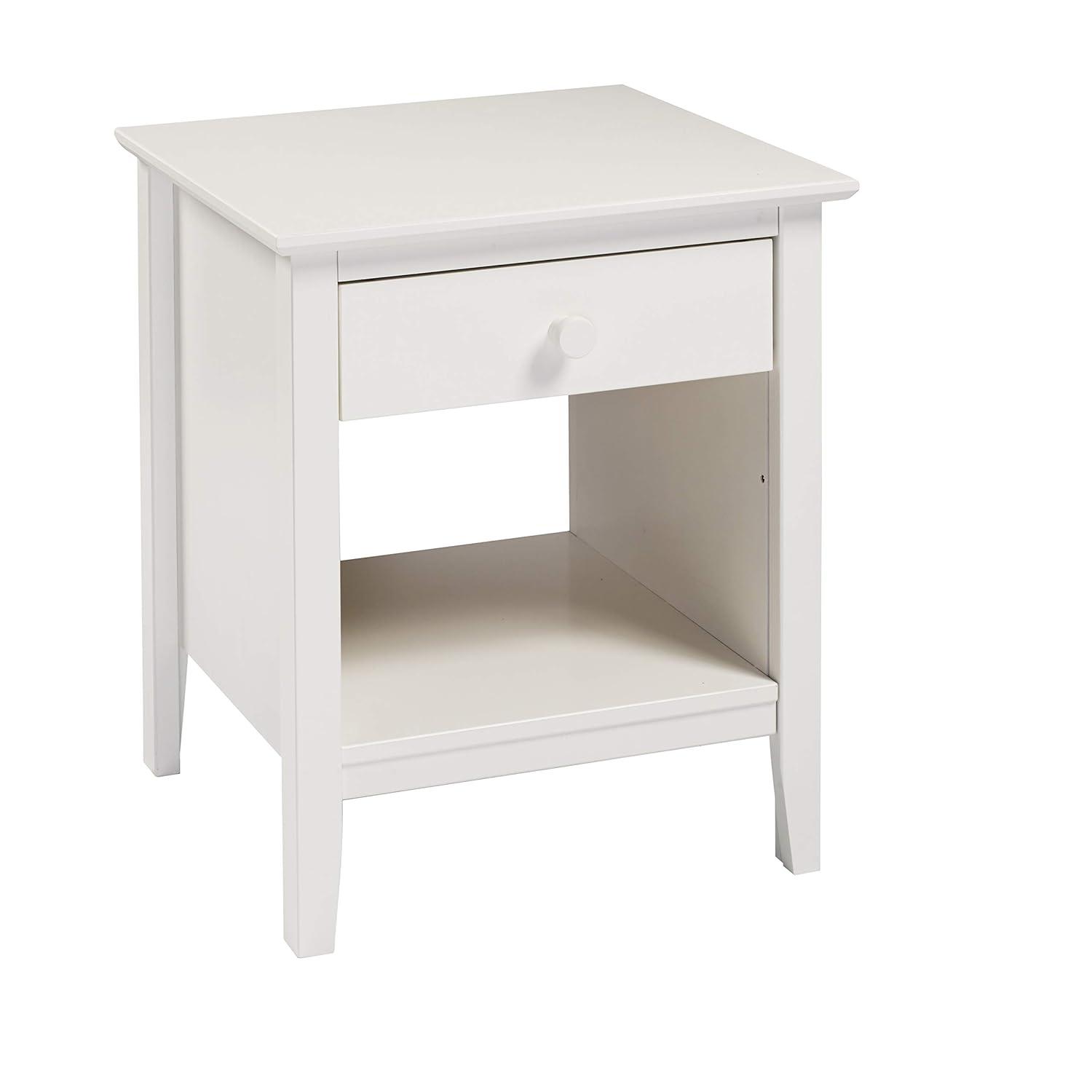 Alaterre Furniture Simplicity Nightstand, Bedside Table with Drawer, Perfect for Kids Bedroom, White