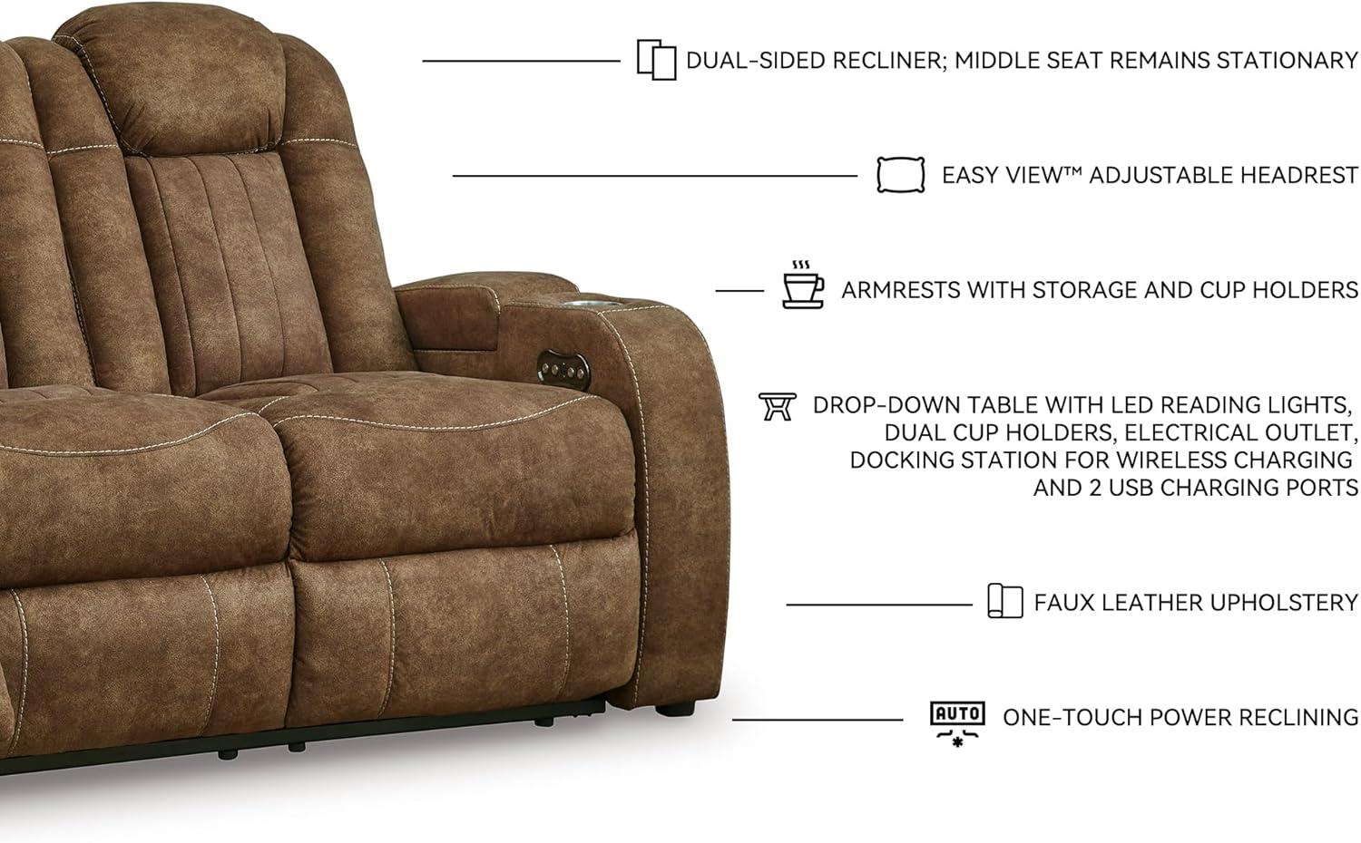 Signature Design by Ashley Wolfridge Brown Power Reclining Sofa
