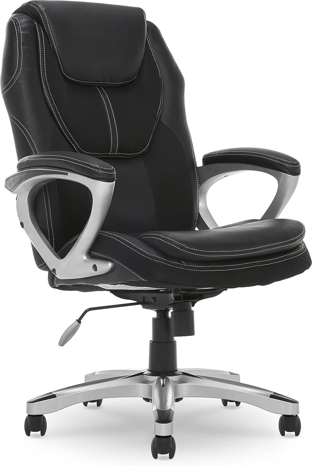 Iridescent Silver High-Back Executive Office Chair with Black Mesh