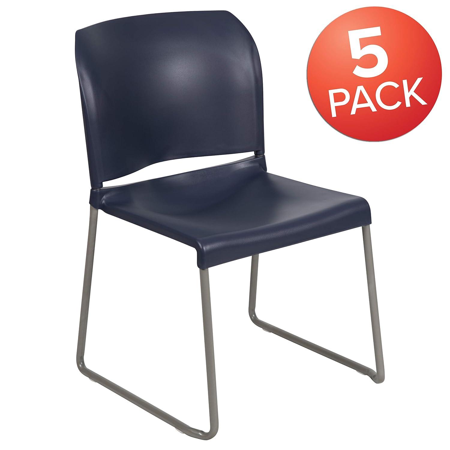 Flash Furniture Brielle Contoured Sled Base Stackable Waiting Room Chairs (Set of 5)