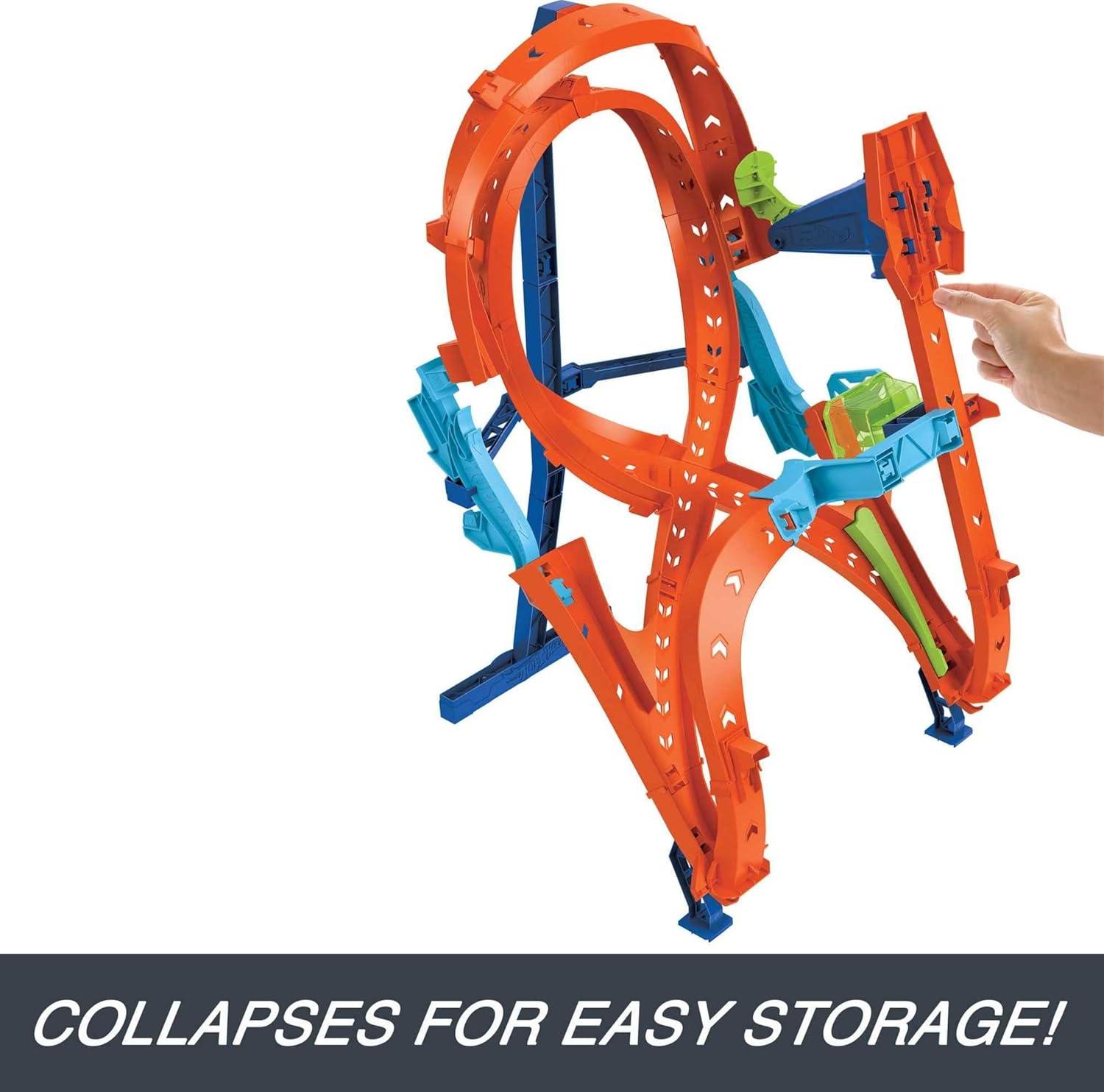 Hot Wheels Action Vertical-8 Jump Track Set with 1:64 Scale Toy Car, 2-ft Tall Track, 37.01 in