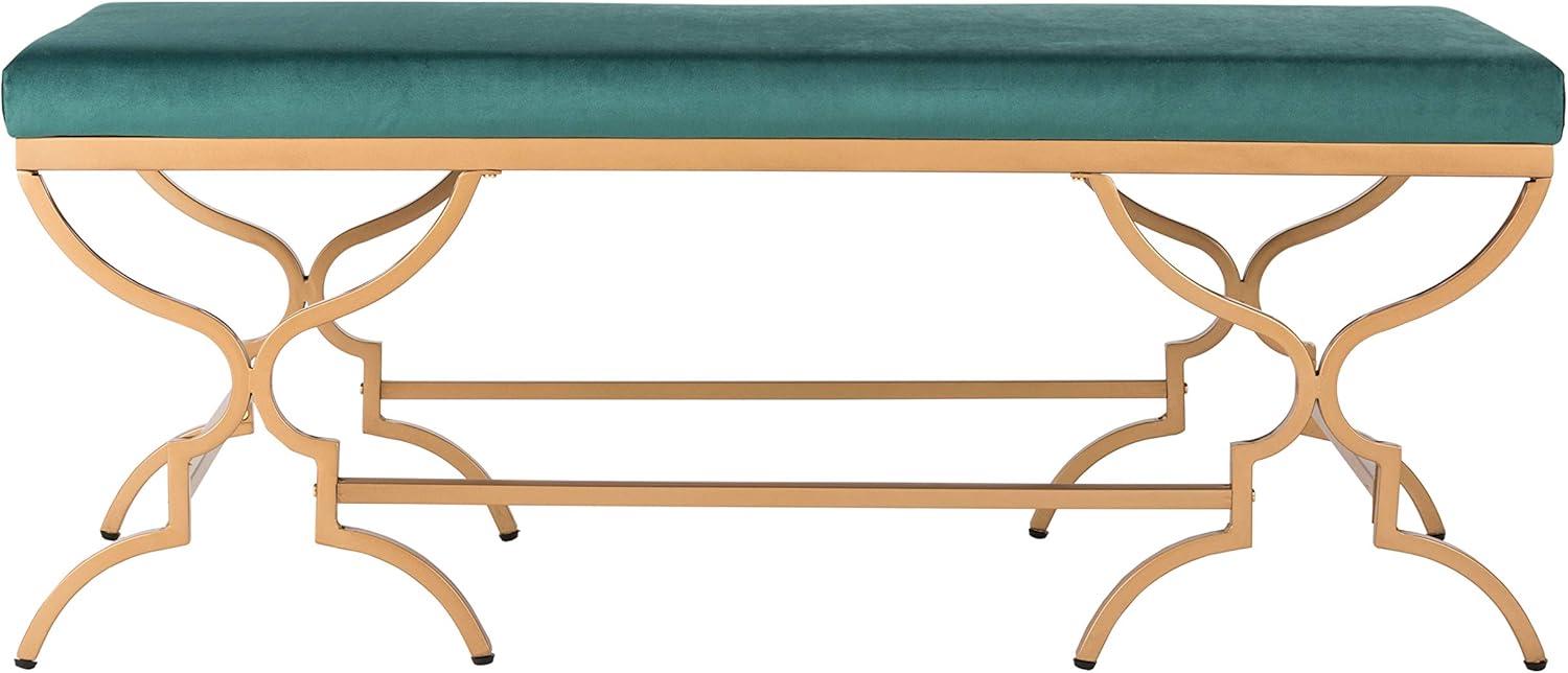 Emerald Velvet & Liquid Gold 46" Transitional Rectangular Bench