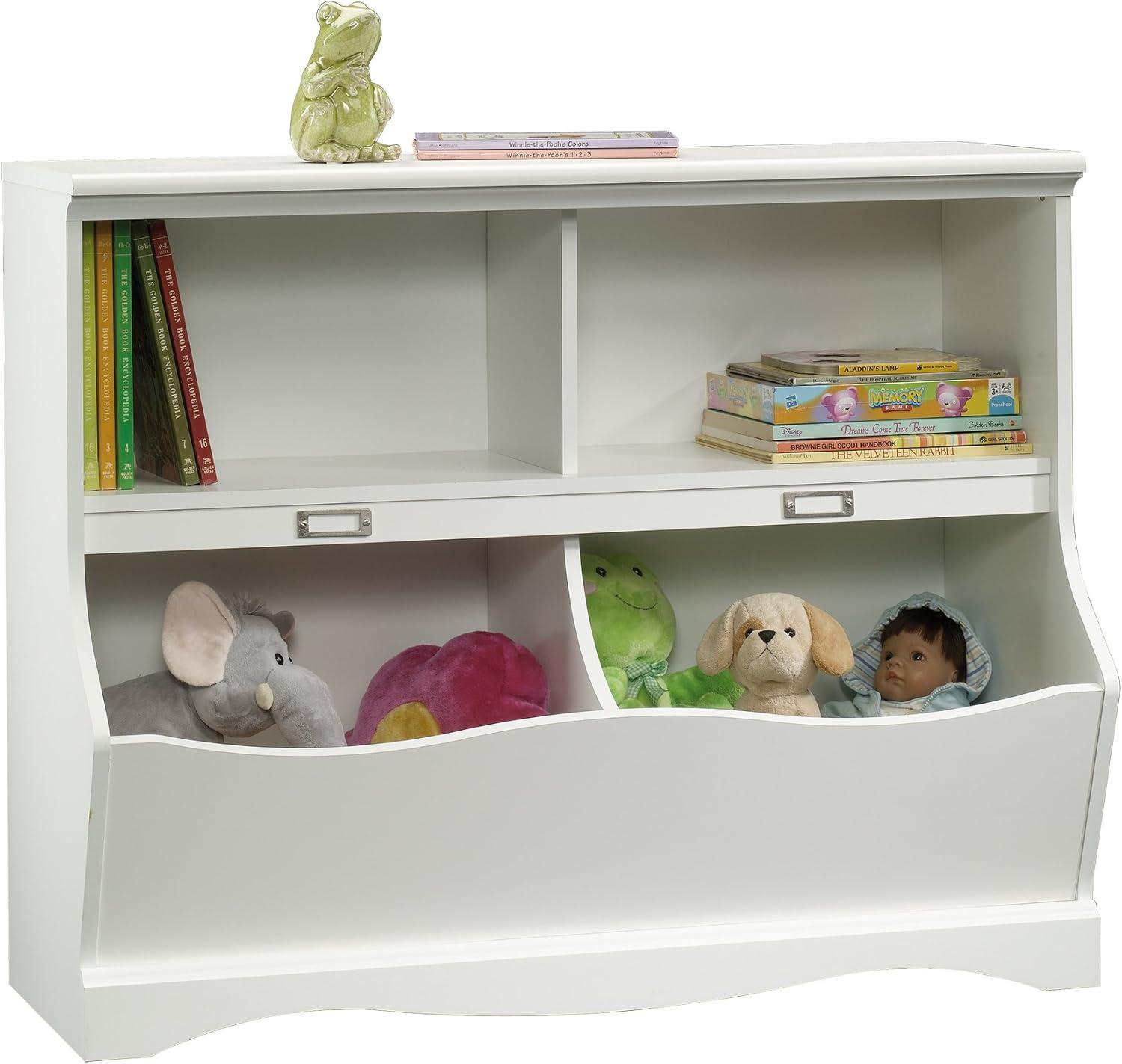 Soft White Kids Bookcase with Cubby Storage