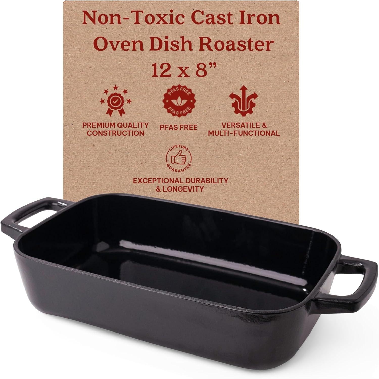 Alva Alva Nori Enameled Cast Iron Dutch Oven Dish Roasting Pan Rectangular Nonstick Stove-to-Table Enamel Coated Pot, Non Toxic, Compatible with All Stovetops, Oven Safe & Induction Safe