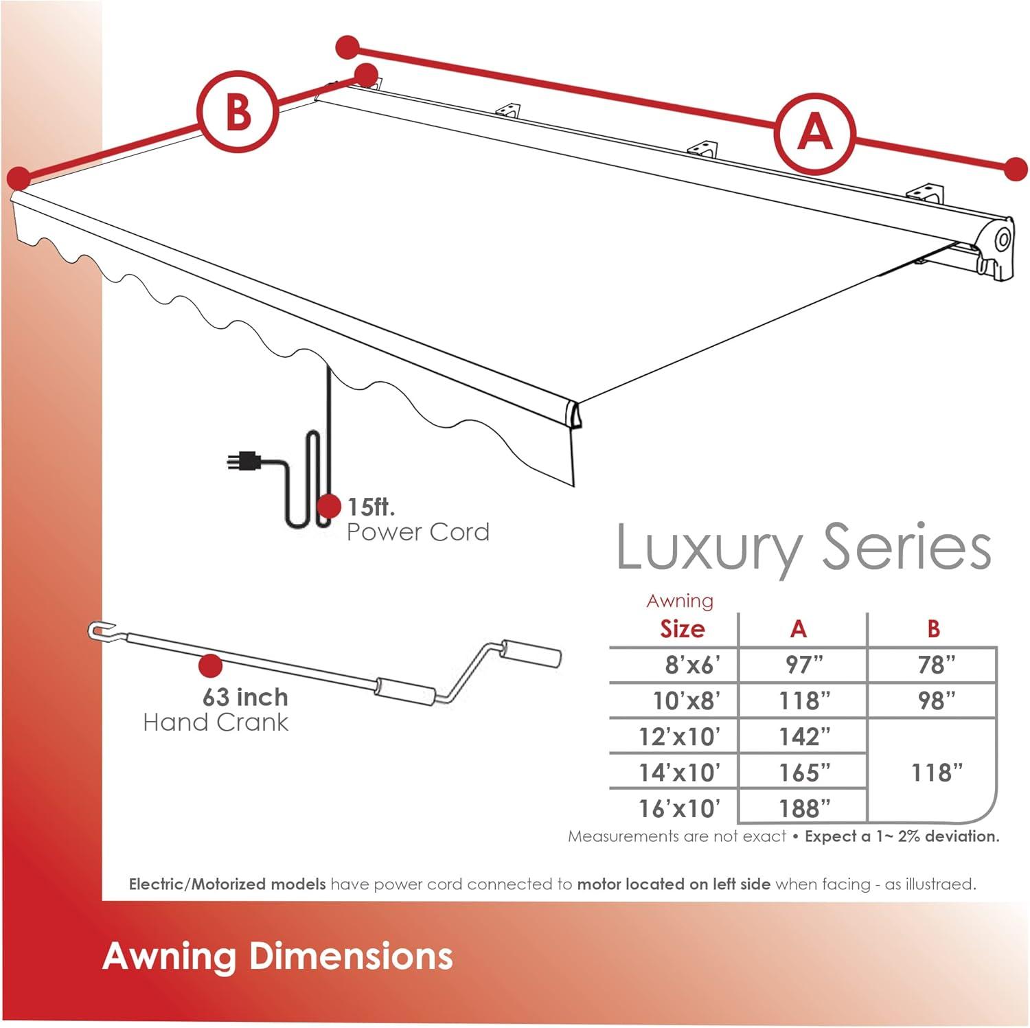 Light Taupe 12' x 10' Electric Retractable Awning with Acrylic Canopy