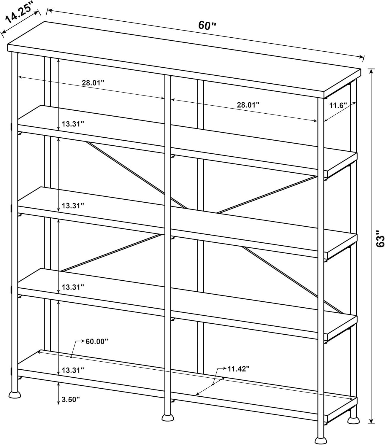 63" Analiese Double Bookcase with 4 Open Shelves in Gray Driftwood - Coaster