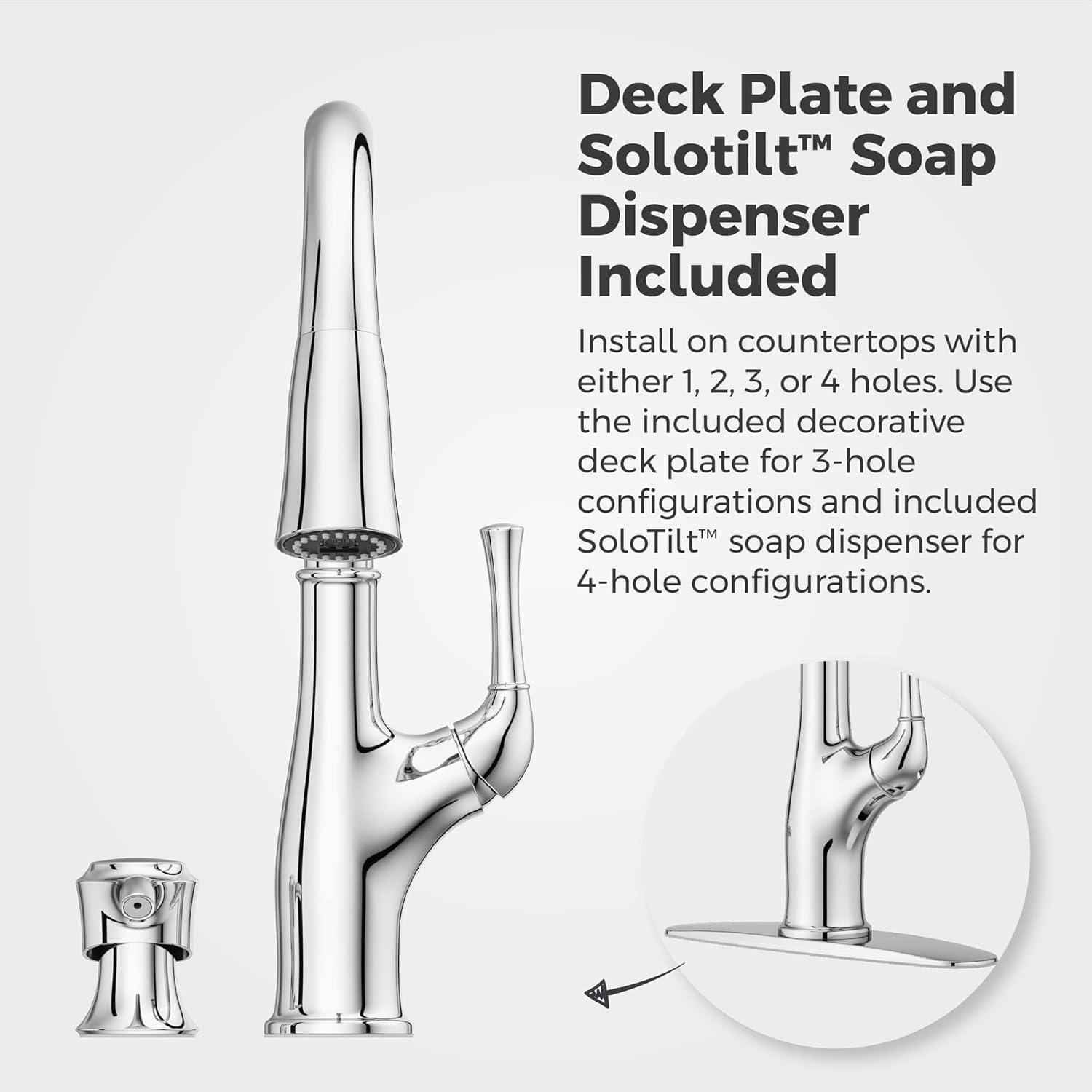 Alderwood Polished Chrome High-Arc Kitchen Faucet with Pull-out Spray