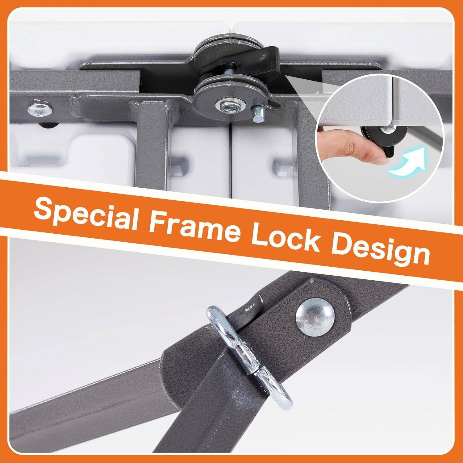 4 ft Portable Folding Table, Idustrial Heavy-Duty Foldable Table, HDPE Plastic Table, with Carrying Handle, Locks, Stright Legs for Indoor & Outdoor Party, Barbeque, Camping, Board Games - White