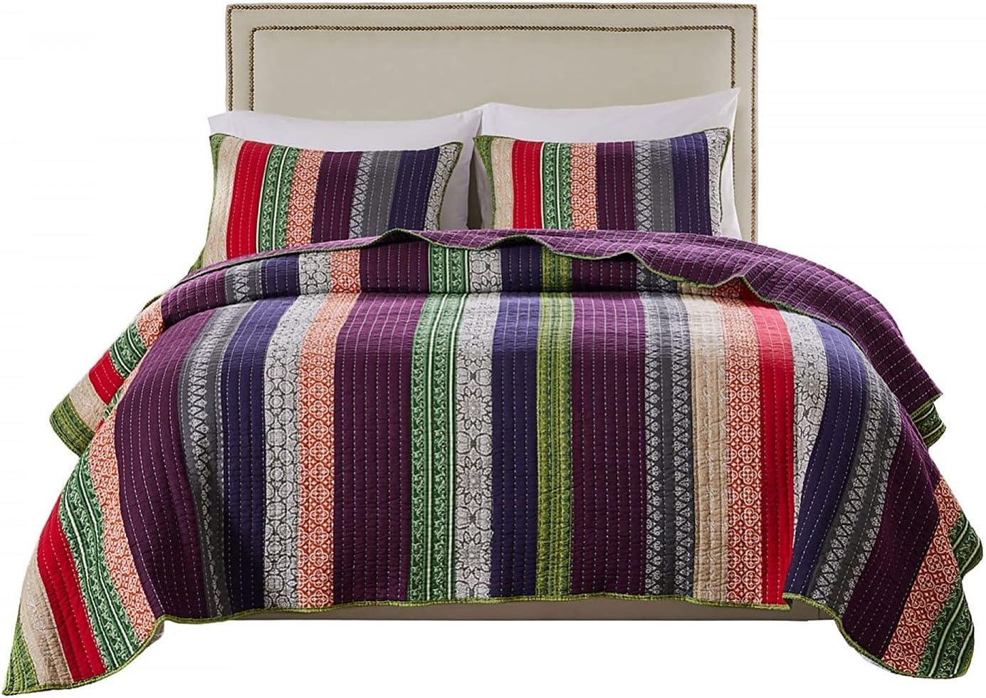 Marley Boho Patchwork Stripe Quilt Set