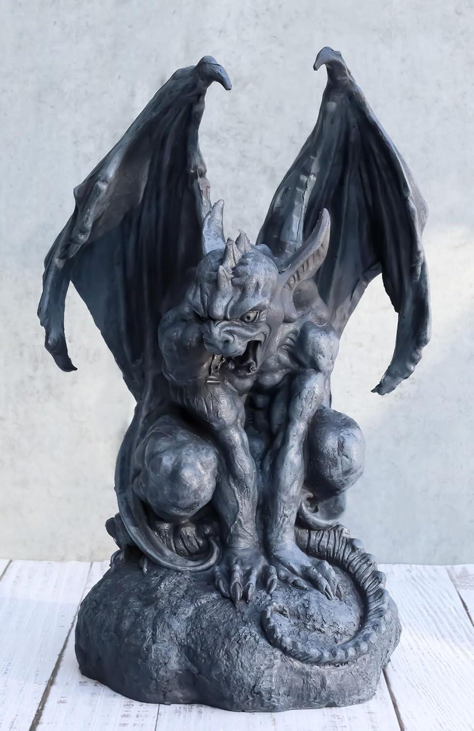 Gray Resin Gothic Guardian Gargoyle Statue 6" High