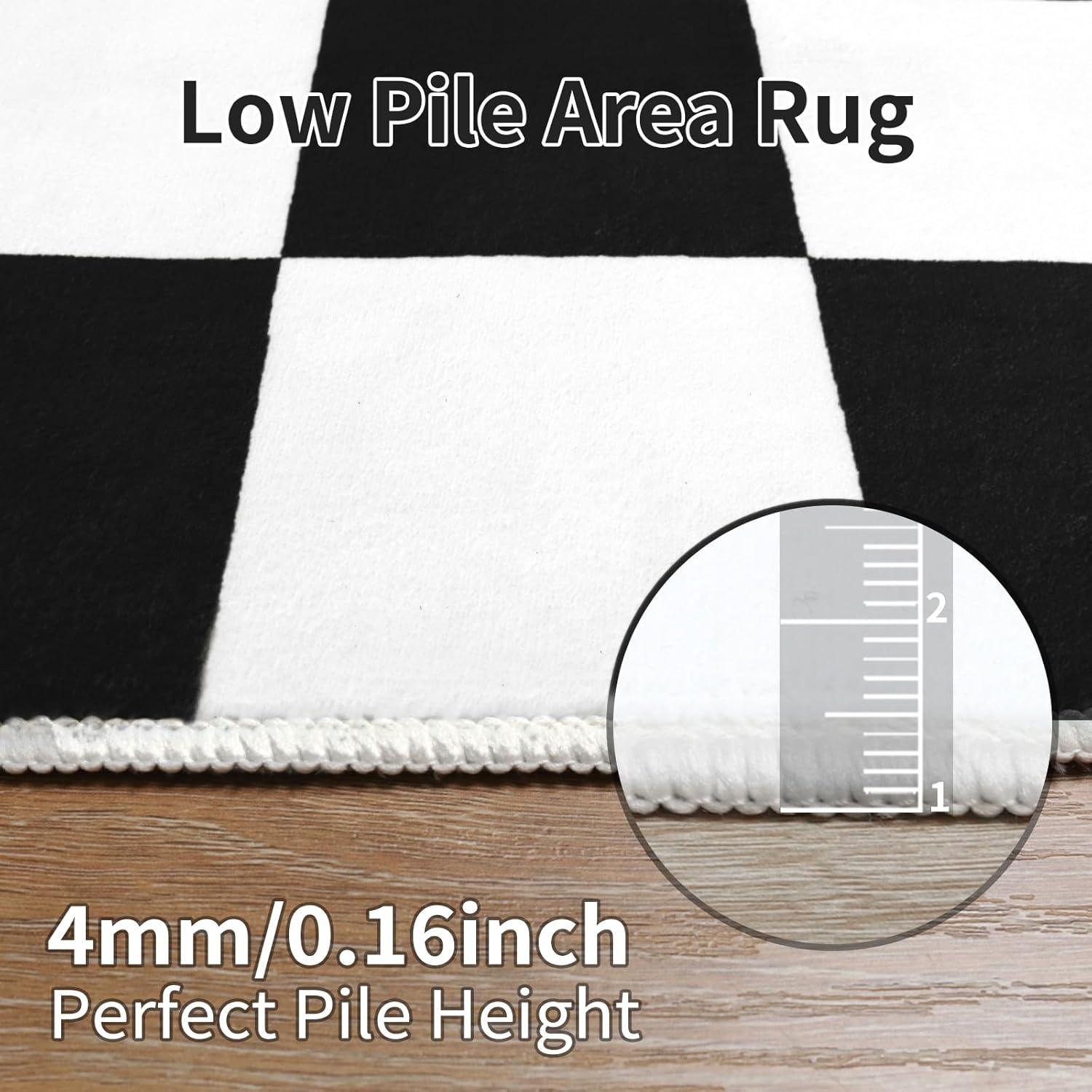 Luxe Weavers Checkered Black and White Geometric 8x10 Area Rug