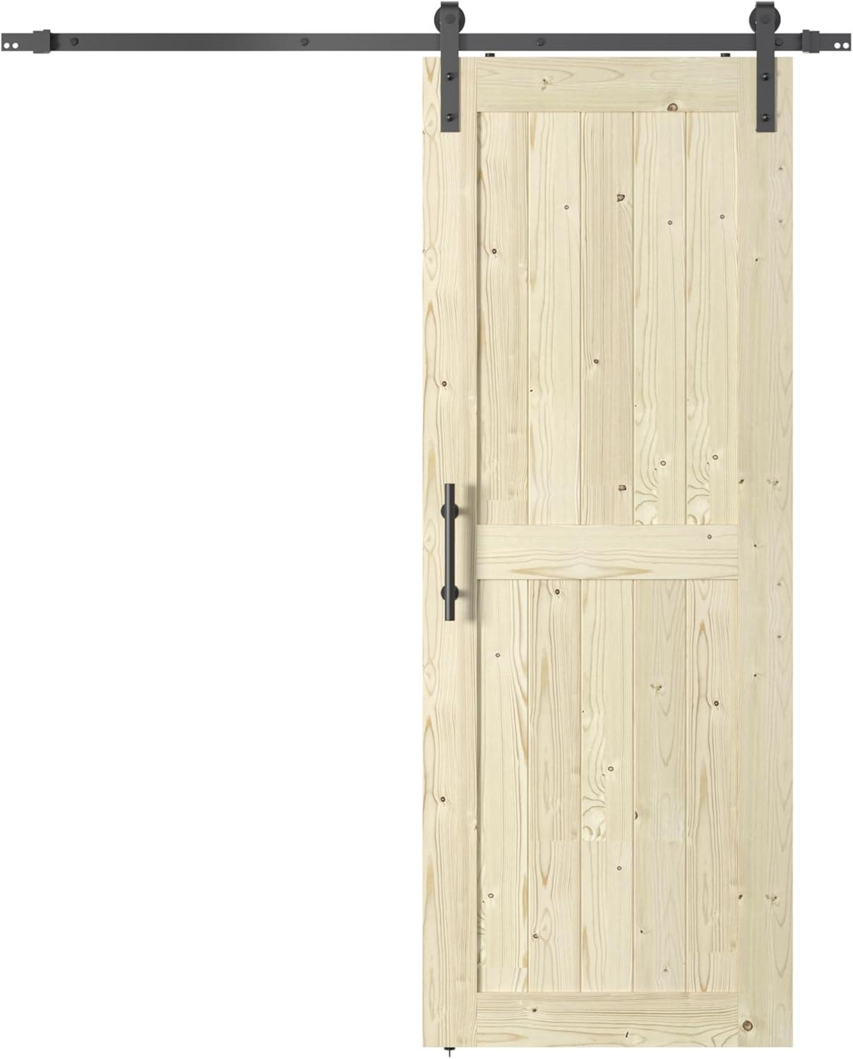 Knotty Pine 32" x 84" Unfinished Sliding Barn Door with Hardware Kit