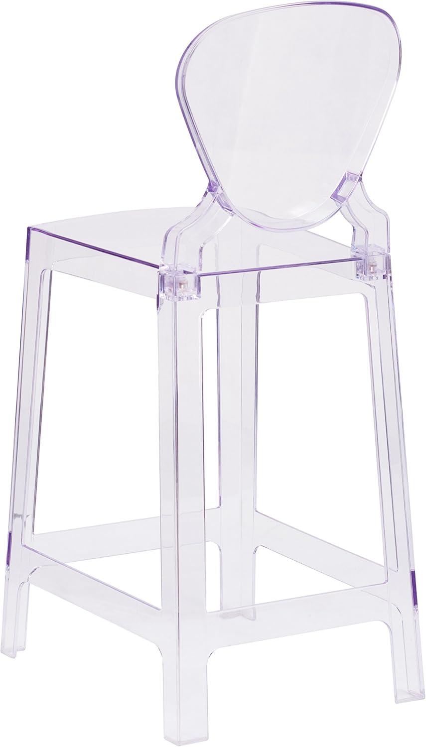 Flash Furniture Ghost Counter Stool with Tear Back in Transparent Crystal