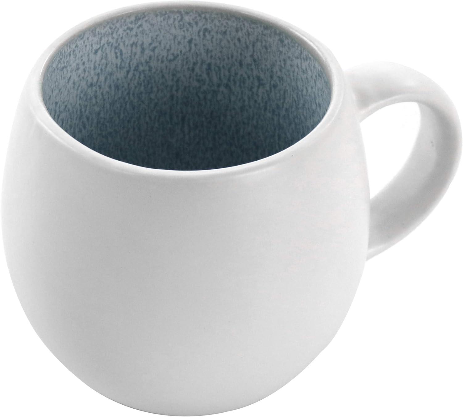 16pc Stoneware Mocha Dinnerware Set Blue - Elama: Solid Pattern, Service for 4, Includes Mugs, Plates & Bowls