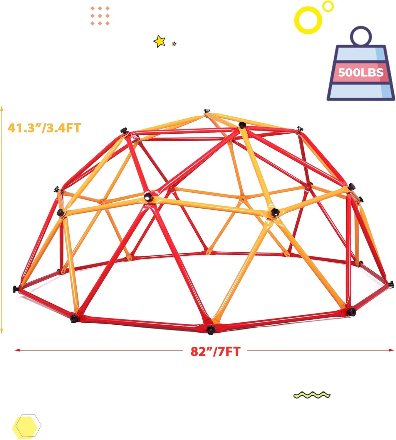 Red and Yellow Metal Dome Climber with Slide