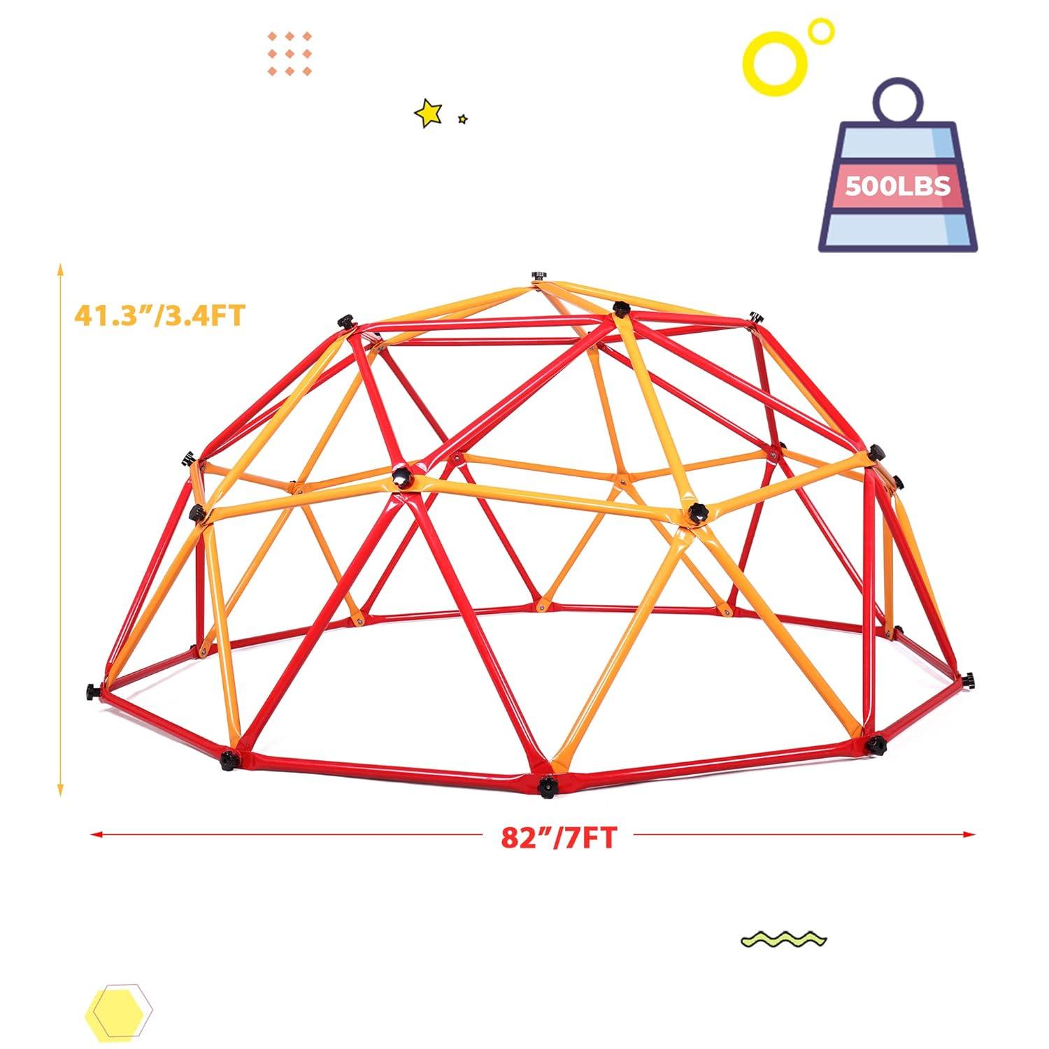 XGeek Kid’s Universal Exercise Dome Climber Outdoor Monkey Climbing Bars Play Center For Fun(Red And Yellow)