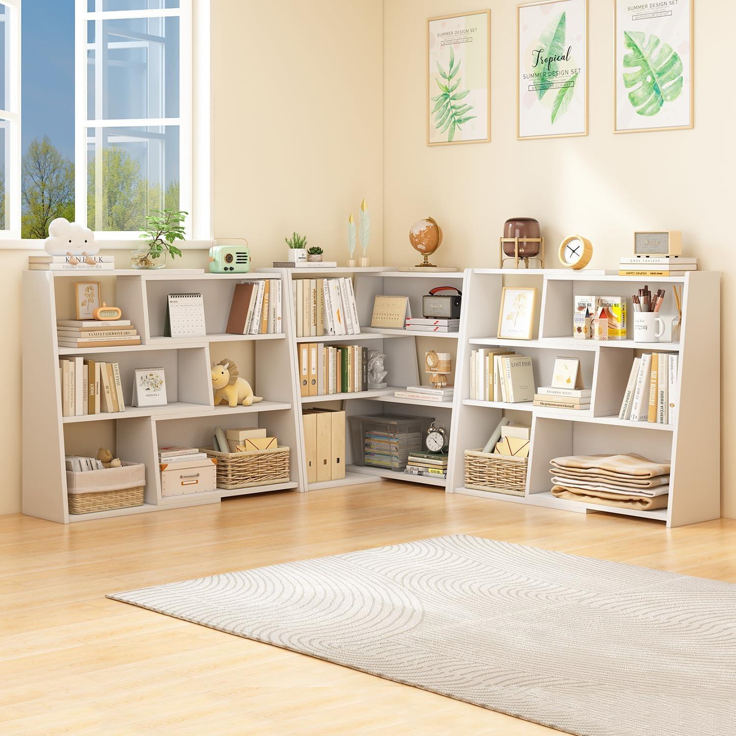Latitude Run® Wooden Extendable Shelf Bookcase - 3-Tier Ladder Low Short Bookshelf For Small Space Or Corner