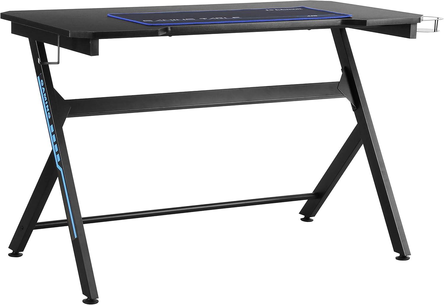 JJS 48" Home Office R-Shaped Gaming Computer Desk with Free Mouse Keyboard Pad Black