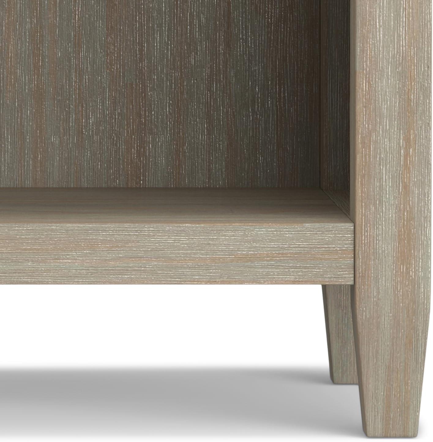 Simpli Home Carlton Solid Wood Bedside Table In Distressed Grey