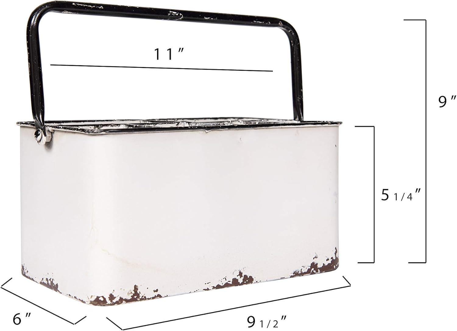 Hokku Designs Distressed White Metal Caddy With 6 Compartments