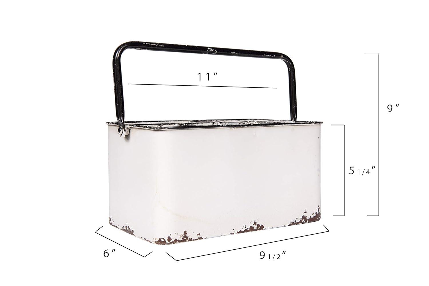 Hokku Designs Distressed White Metal Caddy With 6 Compartments