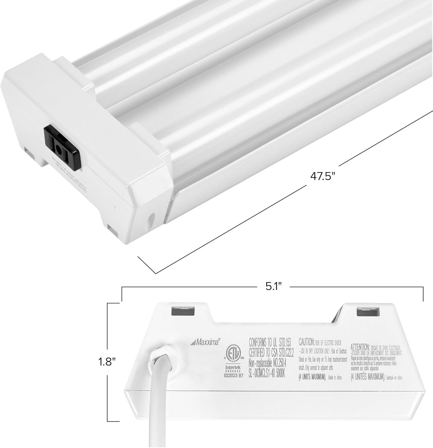 Maxxima 4ft. LED Shop Light - 40W, Linkable, 5000K, 4400 Lumens, Plug-in, Pull Chain, Energy Star