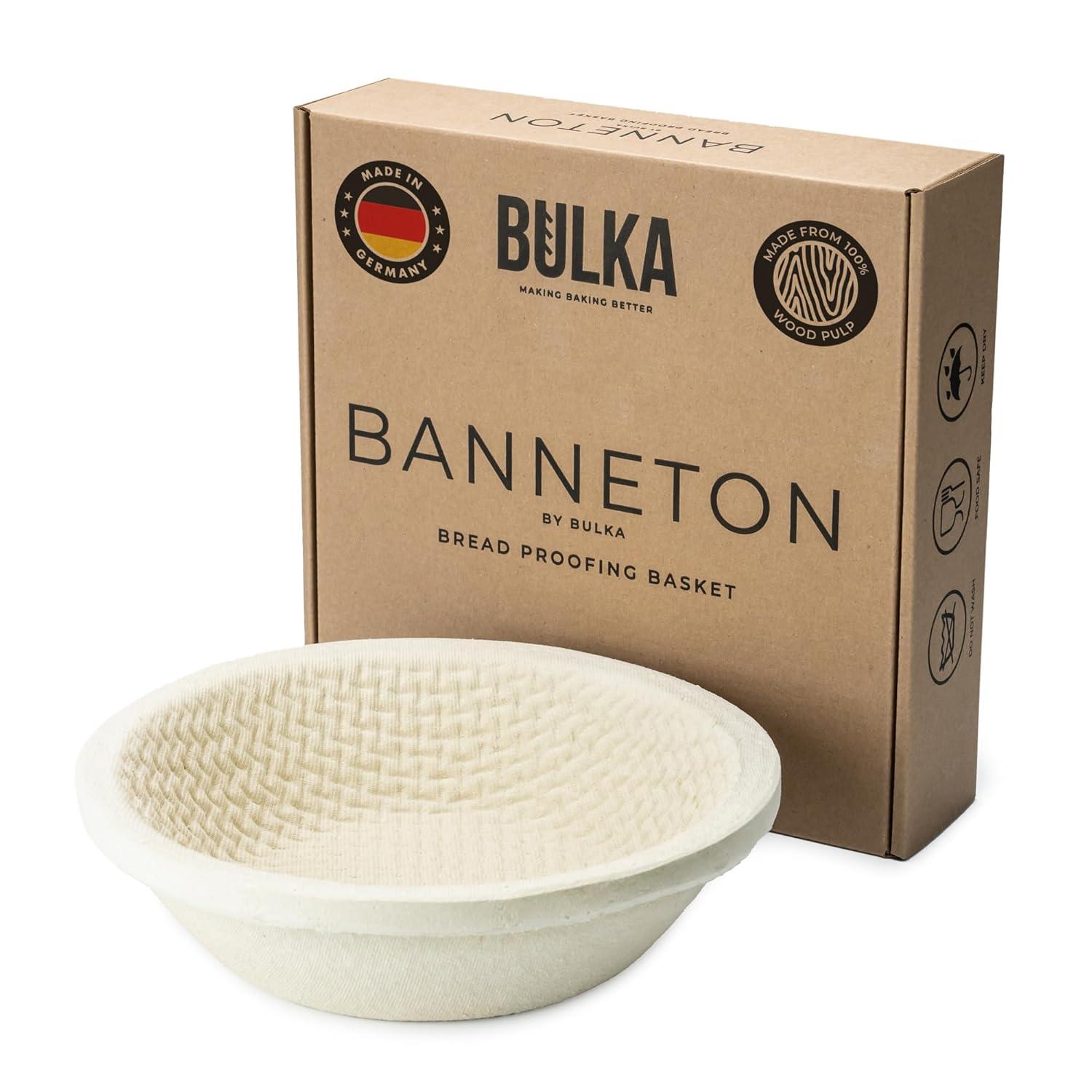 Bread Proofing Basket Spruce Wood Pulp Round 9" Groove, Sourdough Bread Baking Supplies Brotform - Non-Stick Dough Proofing Bowl, Gifts for Bakers, Made in Germany.