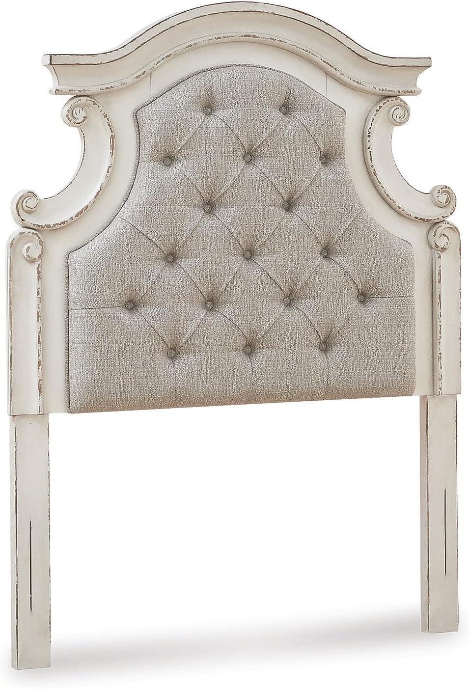 Twin Realyn Upholstered Panel Headboard Beige - Signature Design by Ashley: Vintage Style, Tufted, Wood Frame Mounted